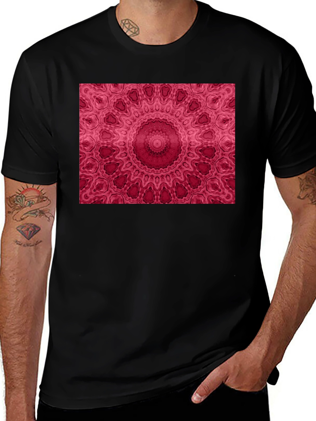 Mandala Print Black Tee