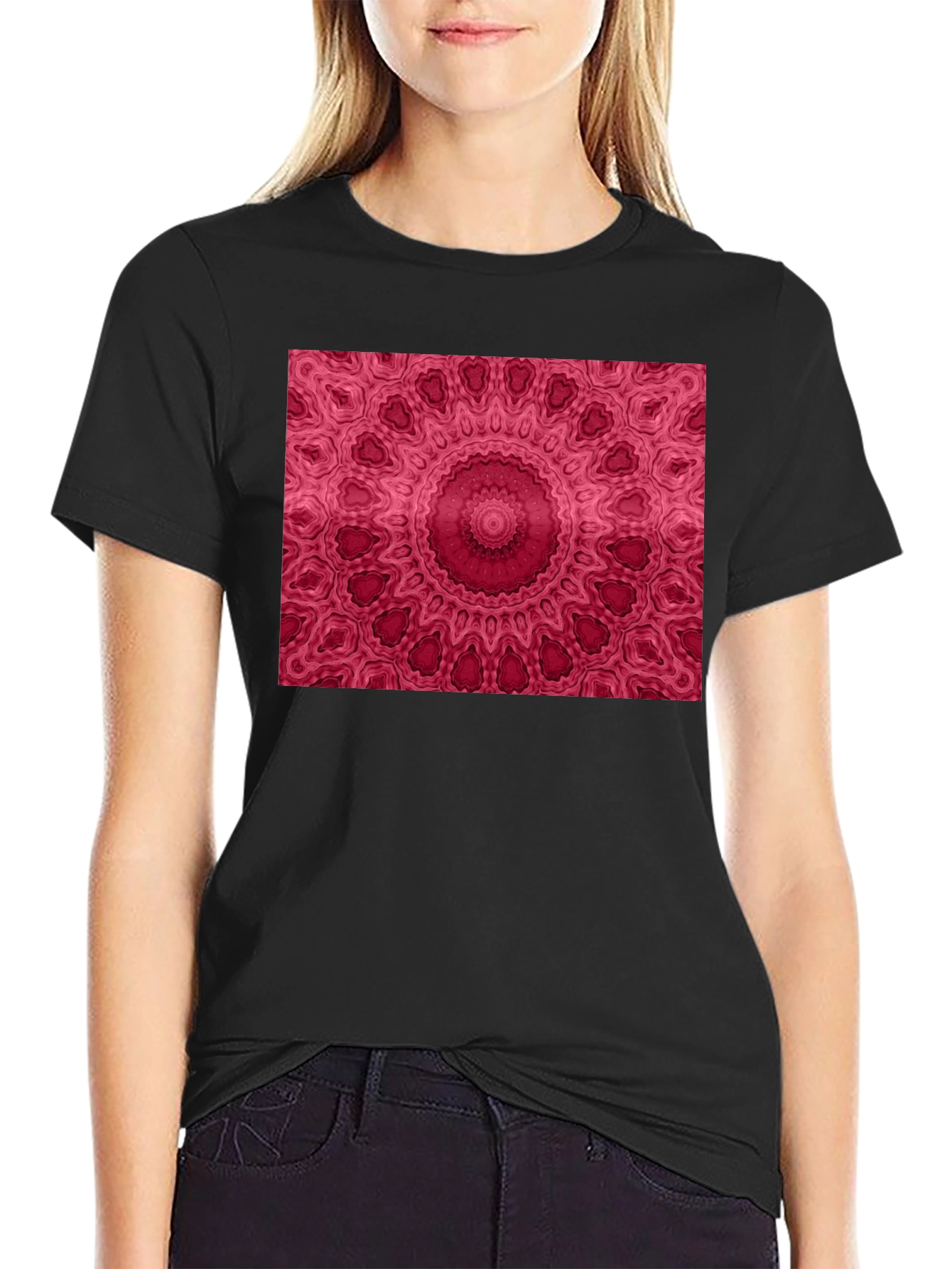 Mandala Print Black Tee
