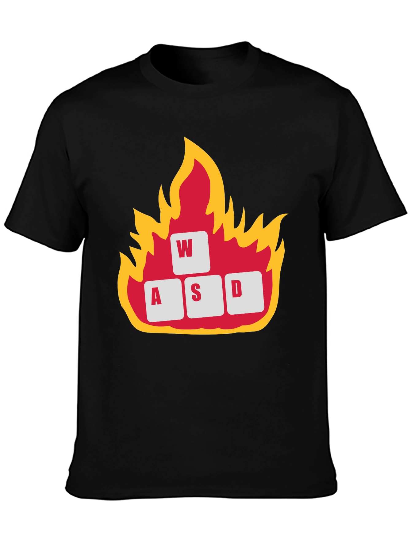 Gaming WASD Keys Flame Graphic T-Shirt