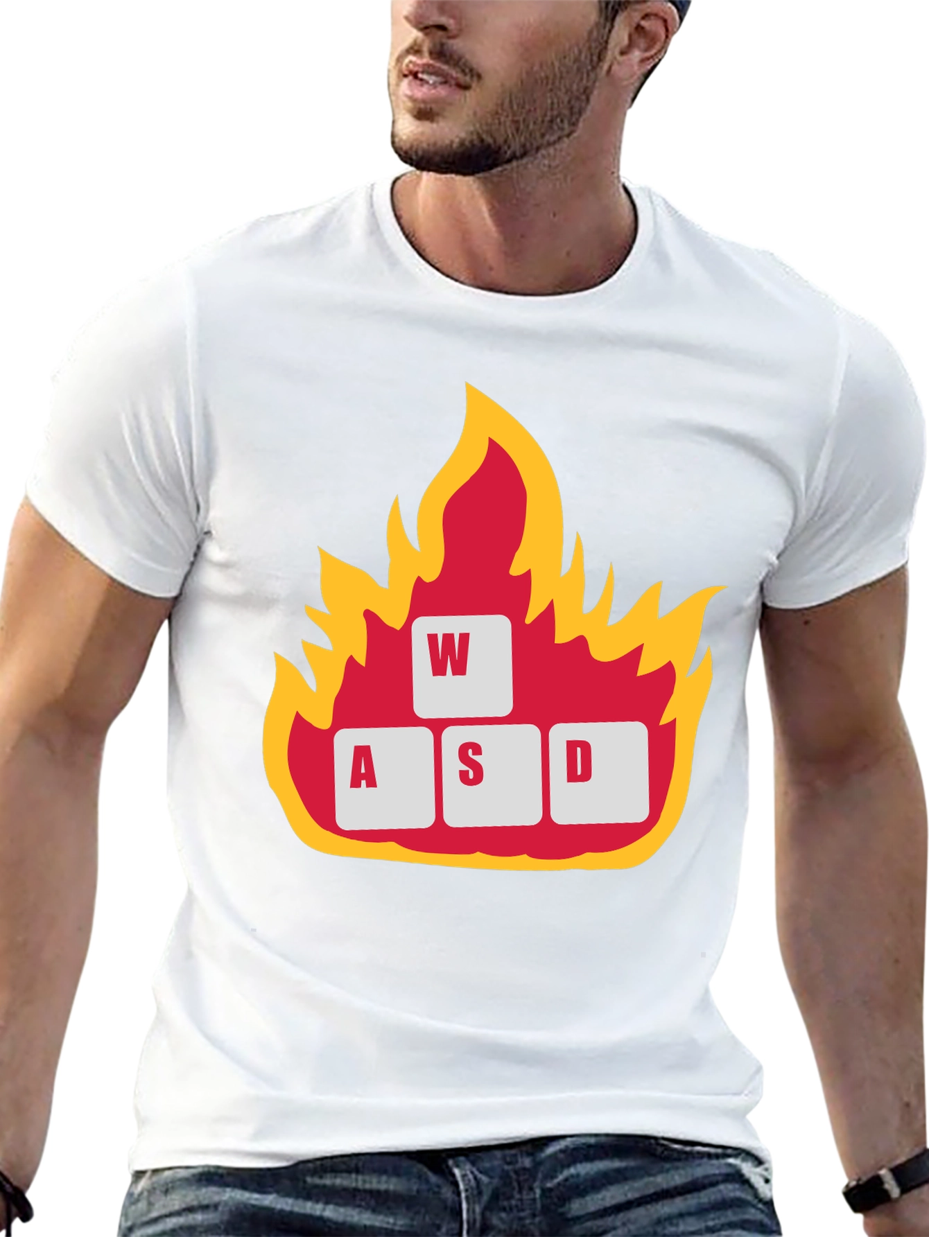 Gaming WASD Keys Flame Graphic T-Shirt