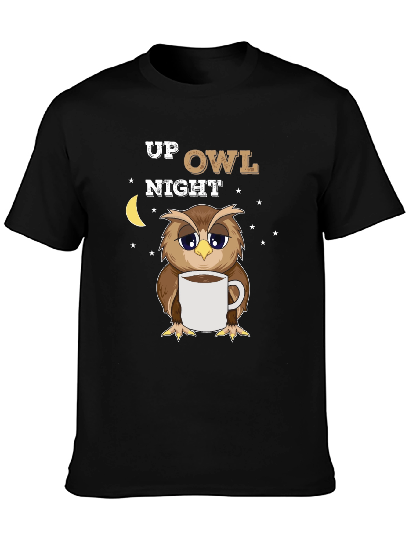 Up Owl Night Black Graphic Tee