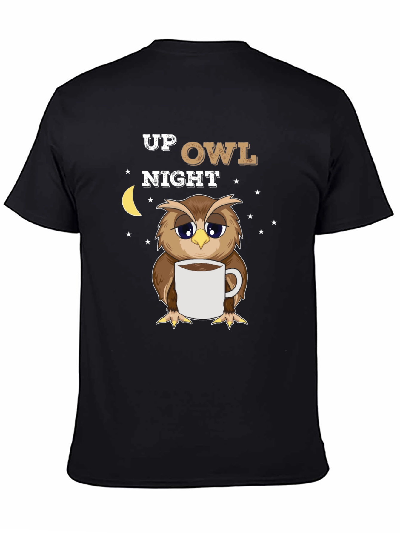 Up Owl Night Black Graphic Tee