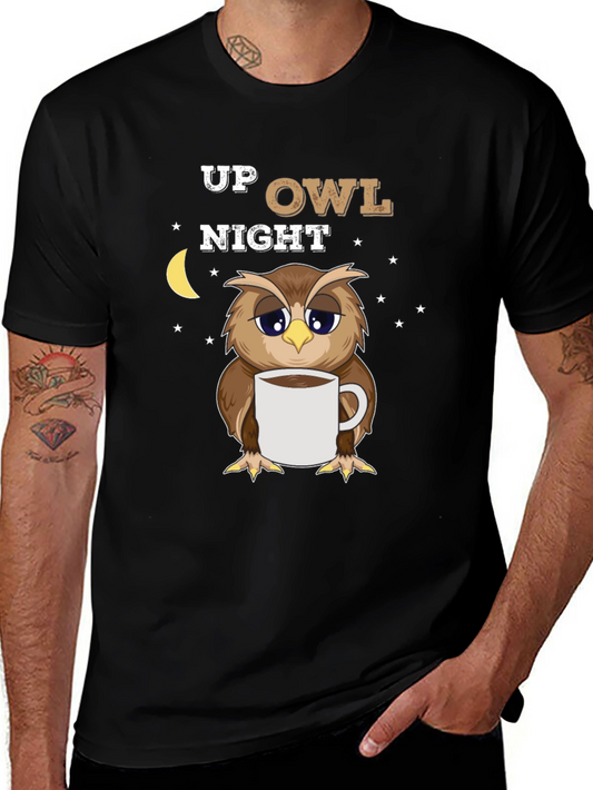 Up Owl Night Black Graphic Tee