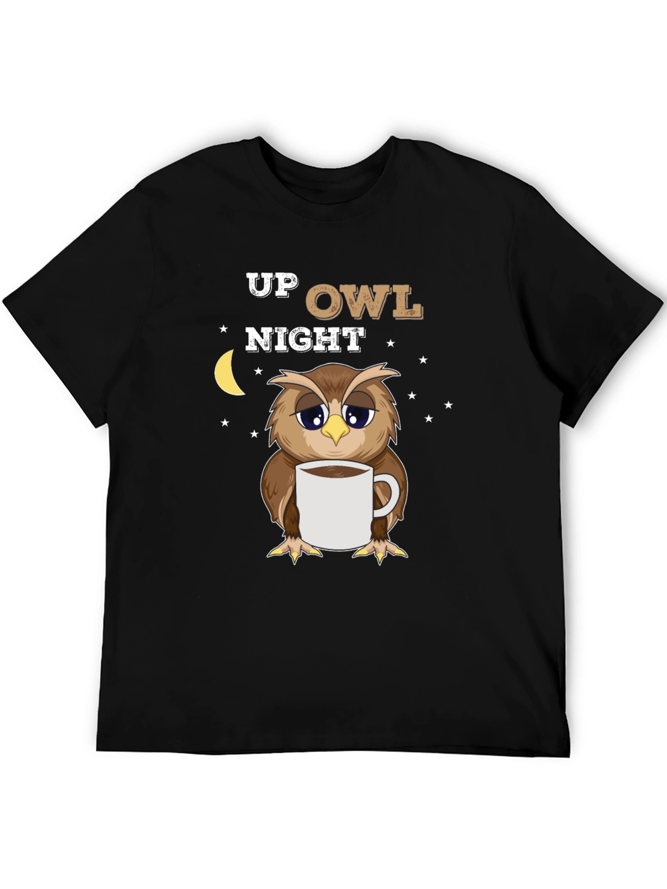 Up Owl Night Black Graphic Tee