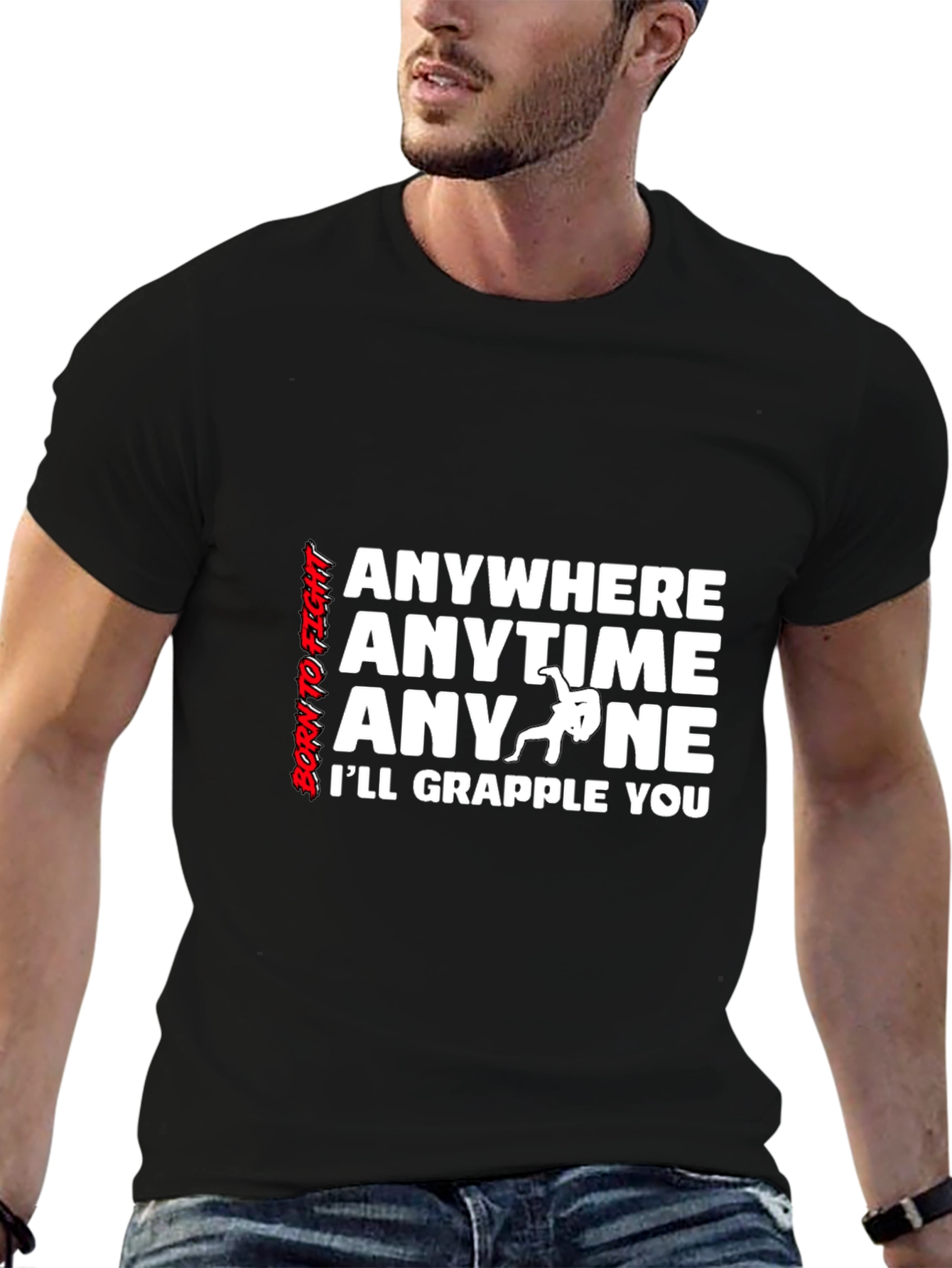 Grappling Anywhere Anytime Mens Black T-Shirt
