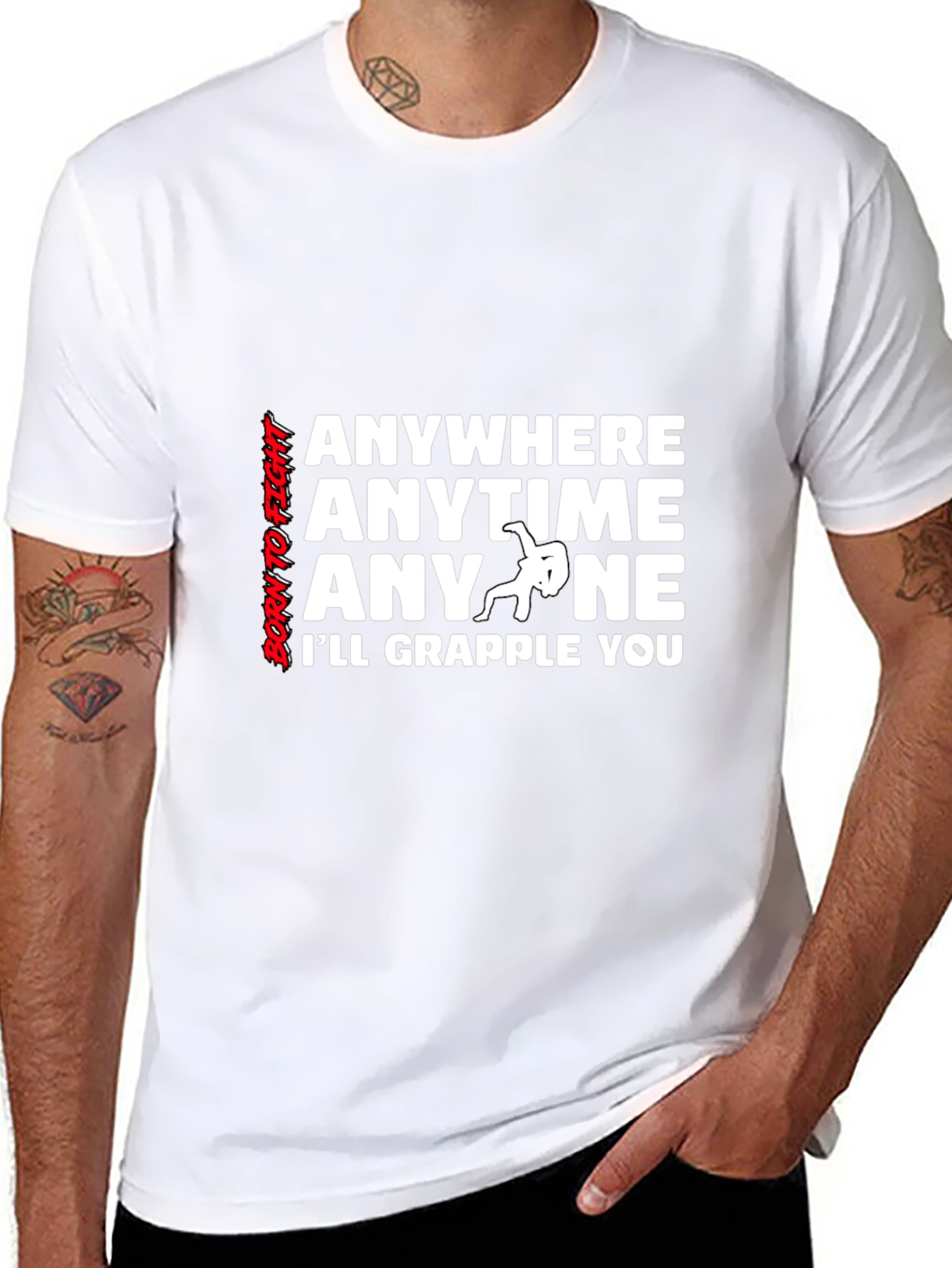 Grappling Anywhere Anytime Mens Black T-Shirt