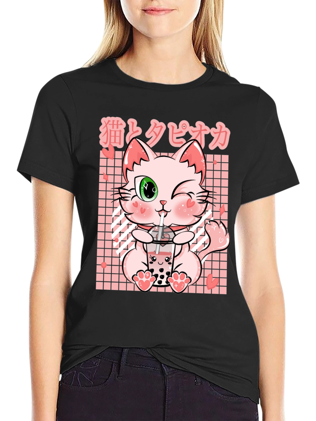 Cute Kawaii Cat Boba Tea T-Shirt