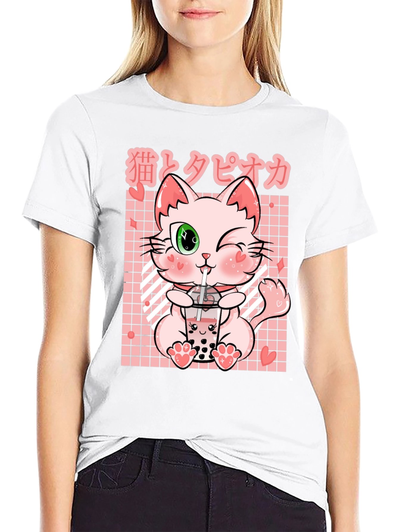 Cute Kawaii Cat Boba Tea T-Shirt