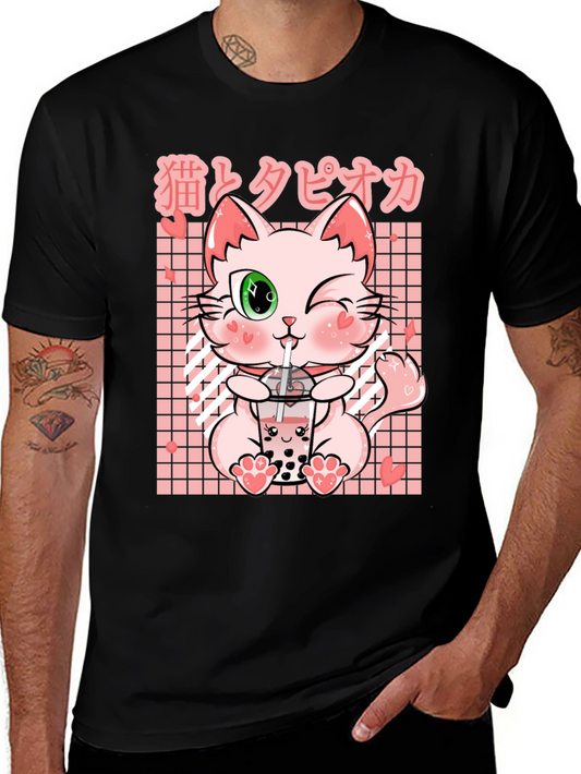 Cute Kawaii Cat Boba Tea T-Shirt