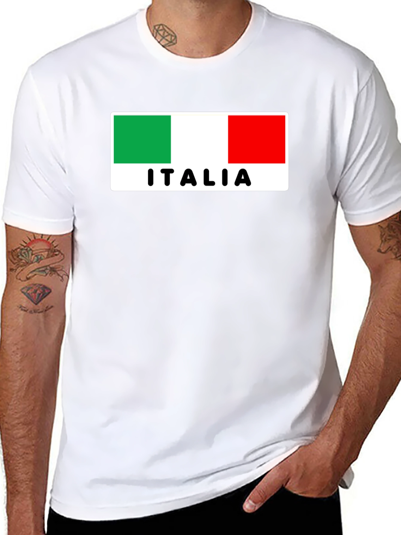 Italia Flag Graphic Black T-Shirt