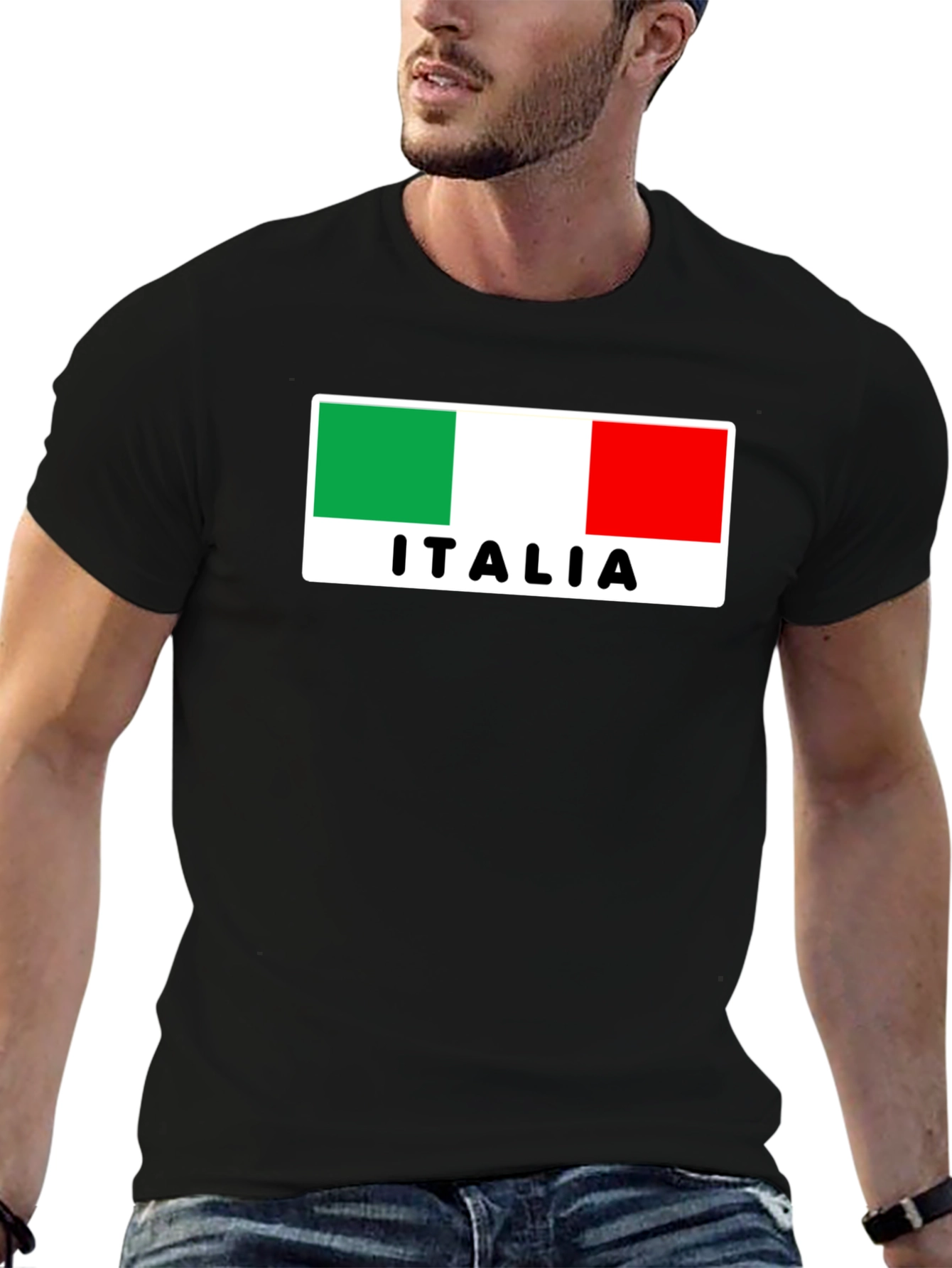 Italia Flag Graphic Black T-Shirt