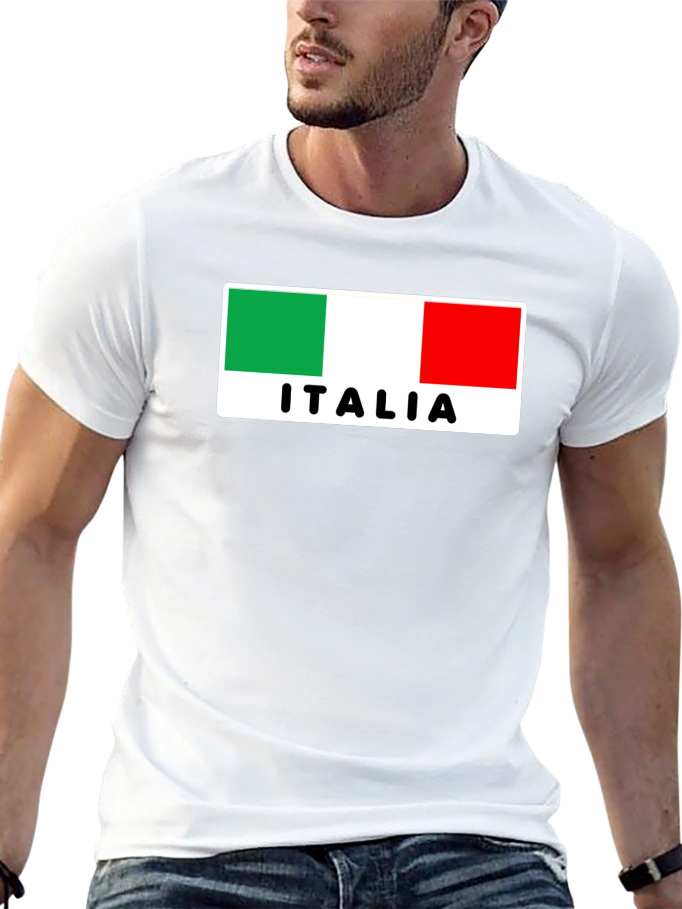 Italia Flag Graphic Black T-Shirt