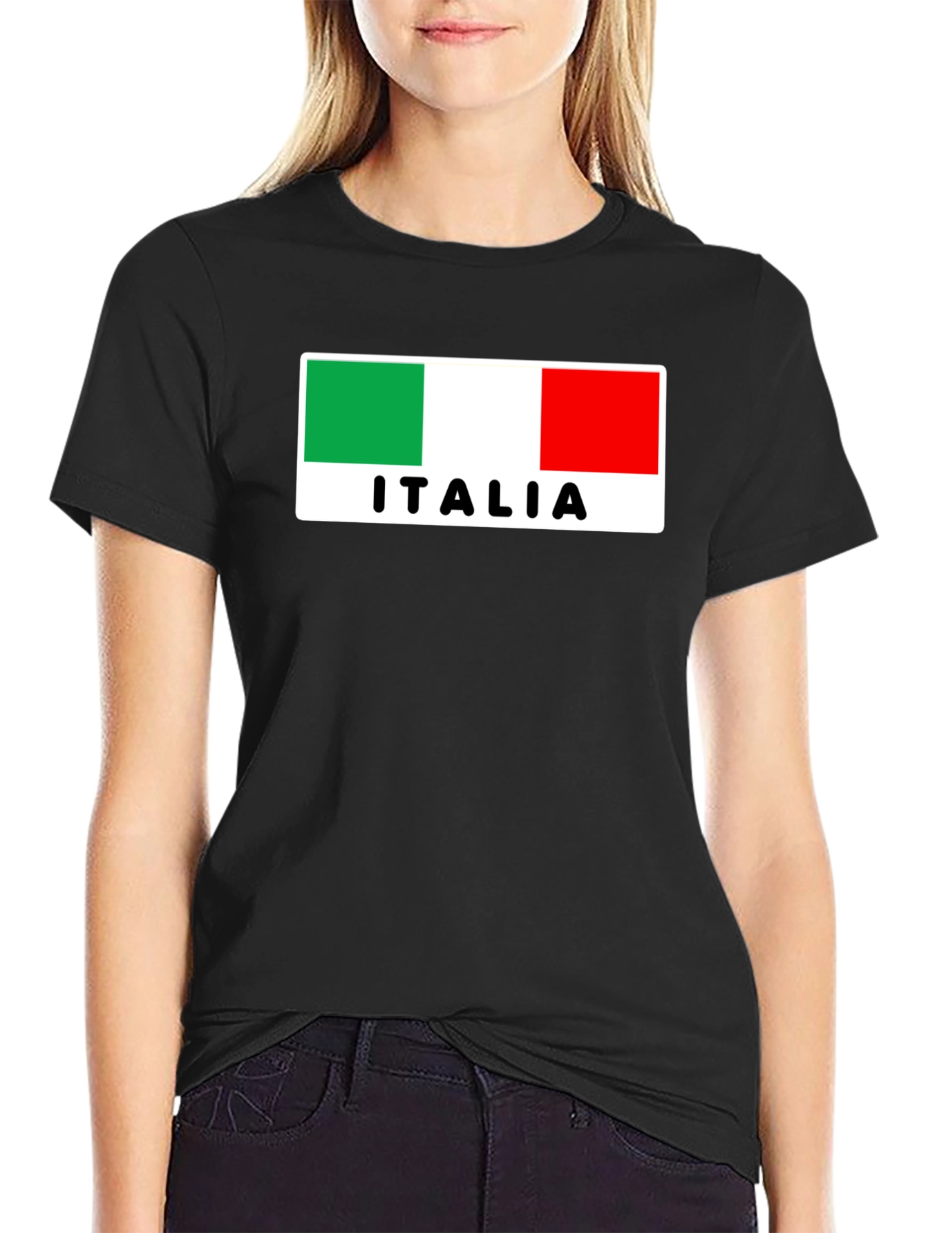 Italia Flag Graphic Black T-Shirt