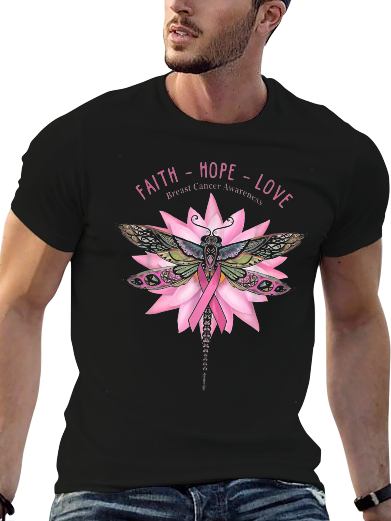 Faith Hope Love Breast Cancer Awareness T-Shirt