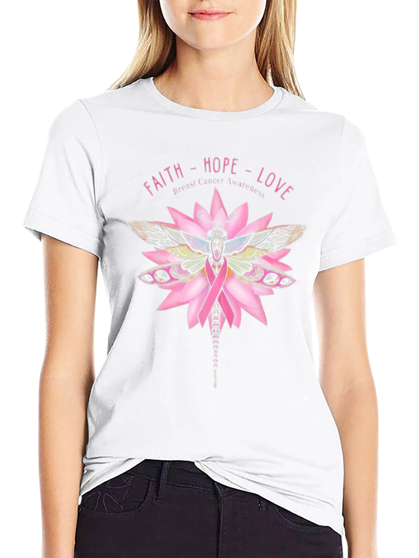 Faith Hope Love Breast Cancer Awareness T-Shirt