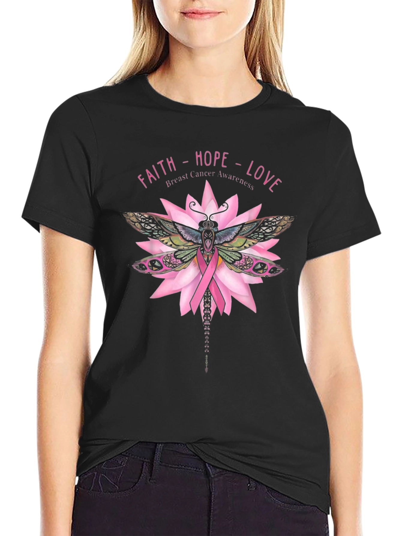 Faith Hope Love Breast Cancer Awareness T-Shirt