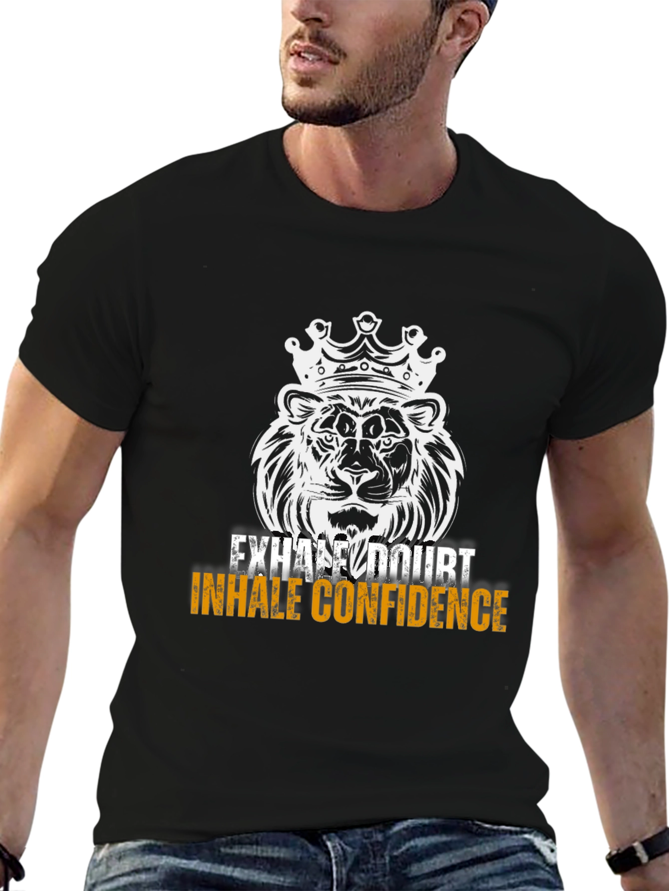 Lion Crown Graphic Tee - Exhale Doubt Inhale Confidence