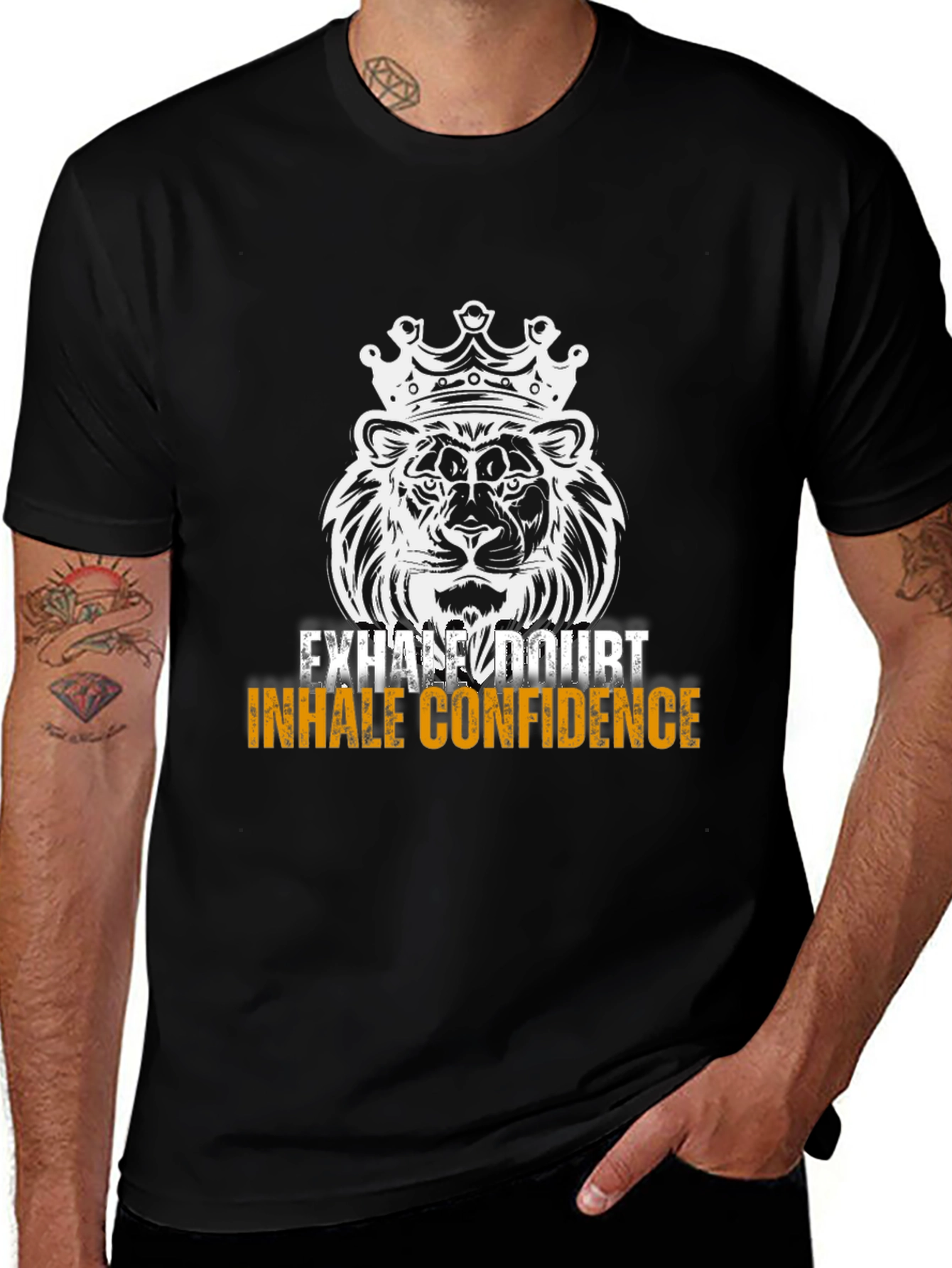 Lion Crown Graphic Tee - Exhale Doubt Inhale Confidence