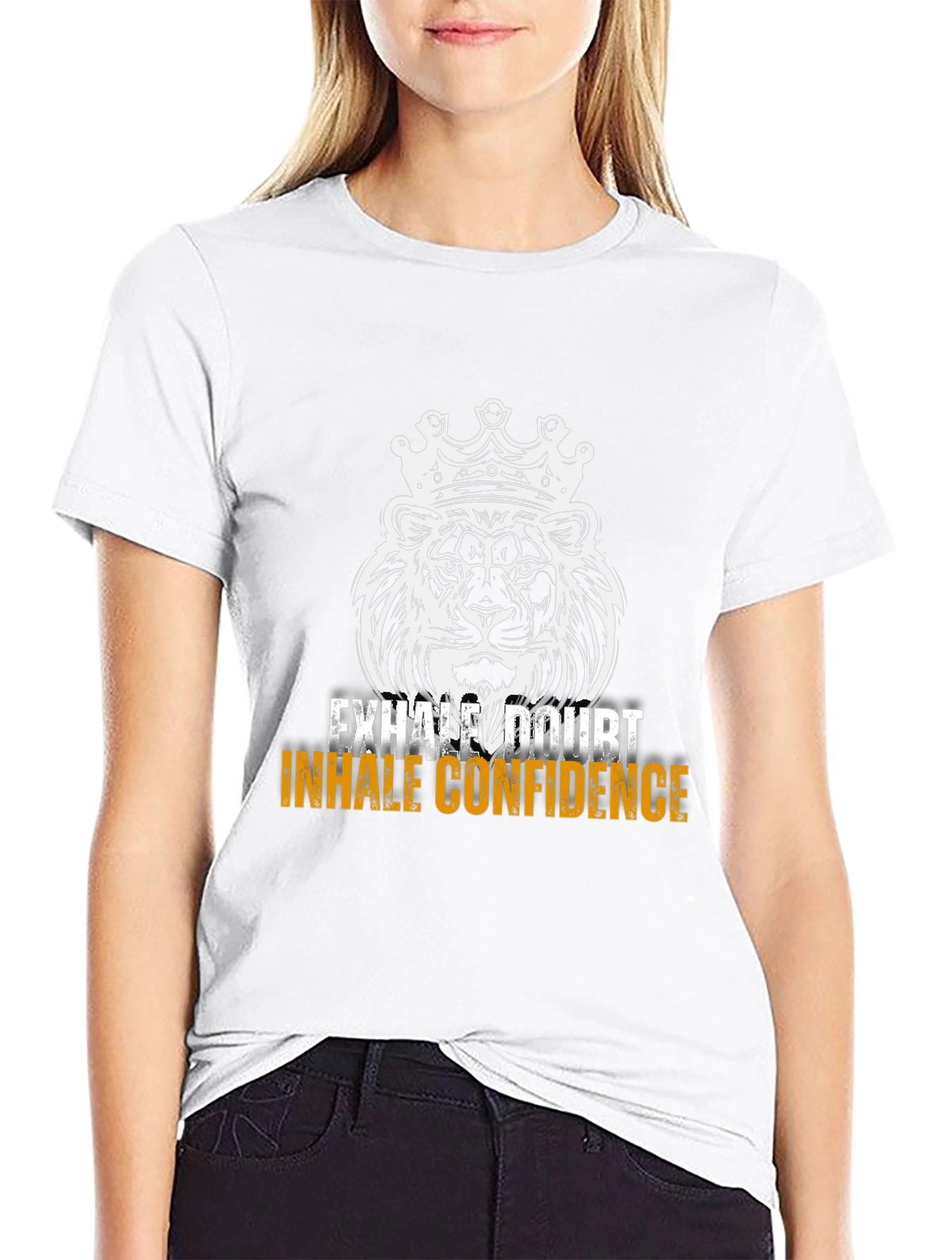 Lion Crown Graphic Tee - Exhale Doubt Inhale Confidence