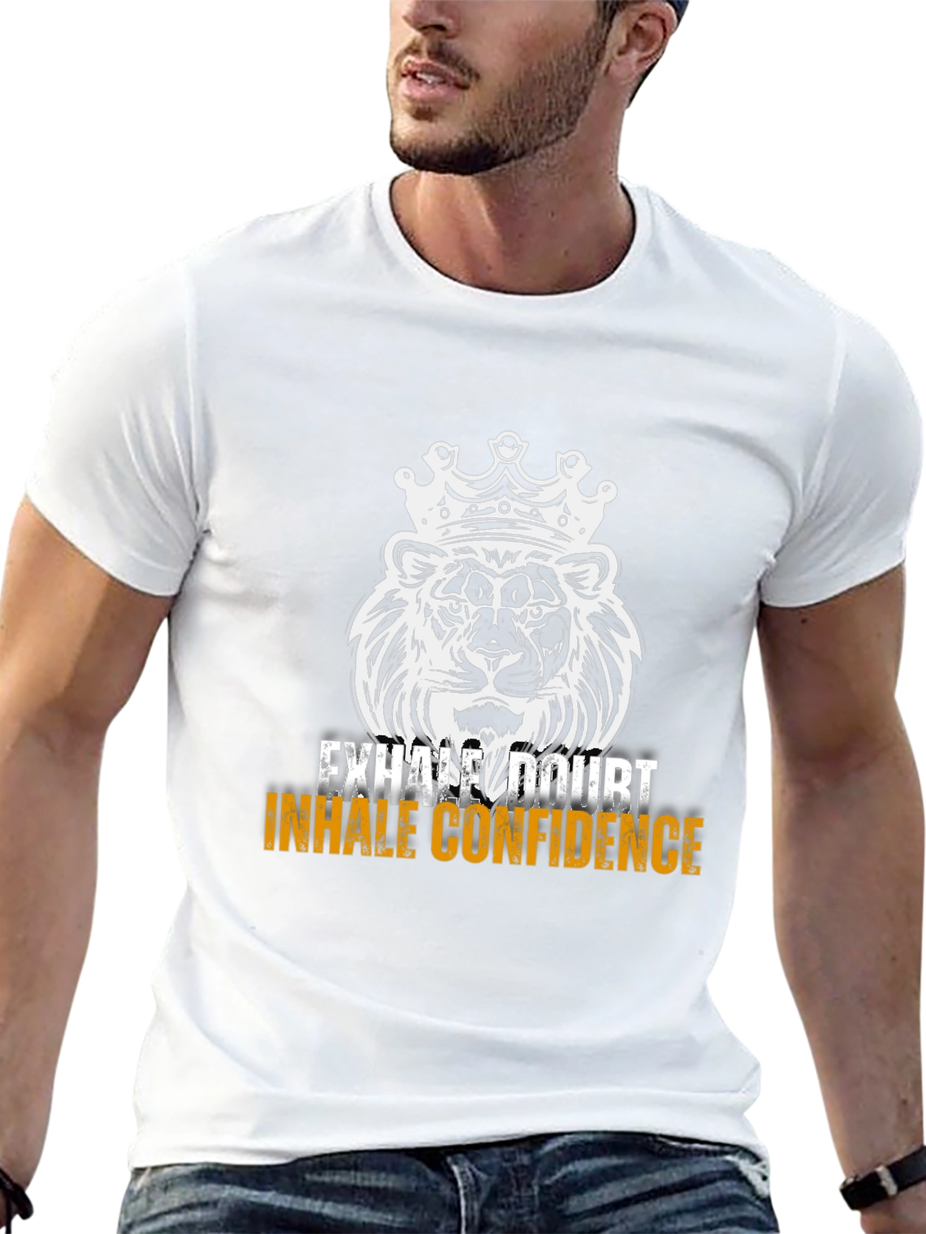 Lion Crown Graphic Tee - Exhale Doubt Inhale Confidence