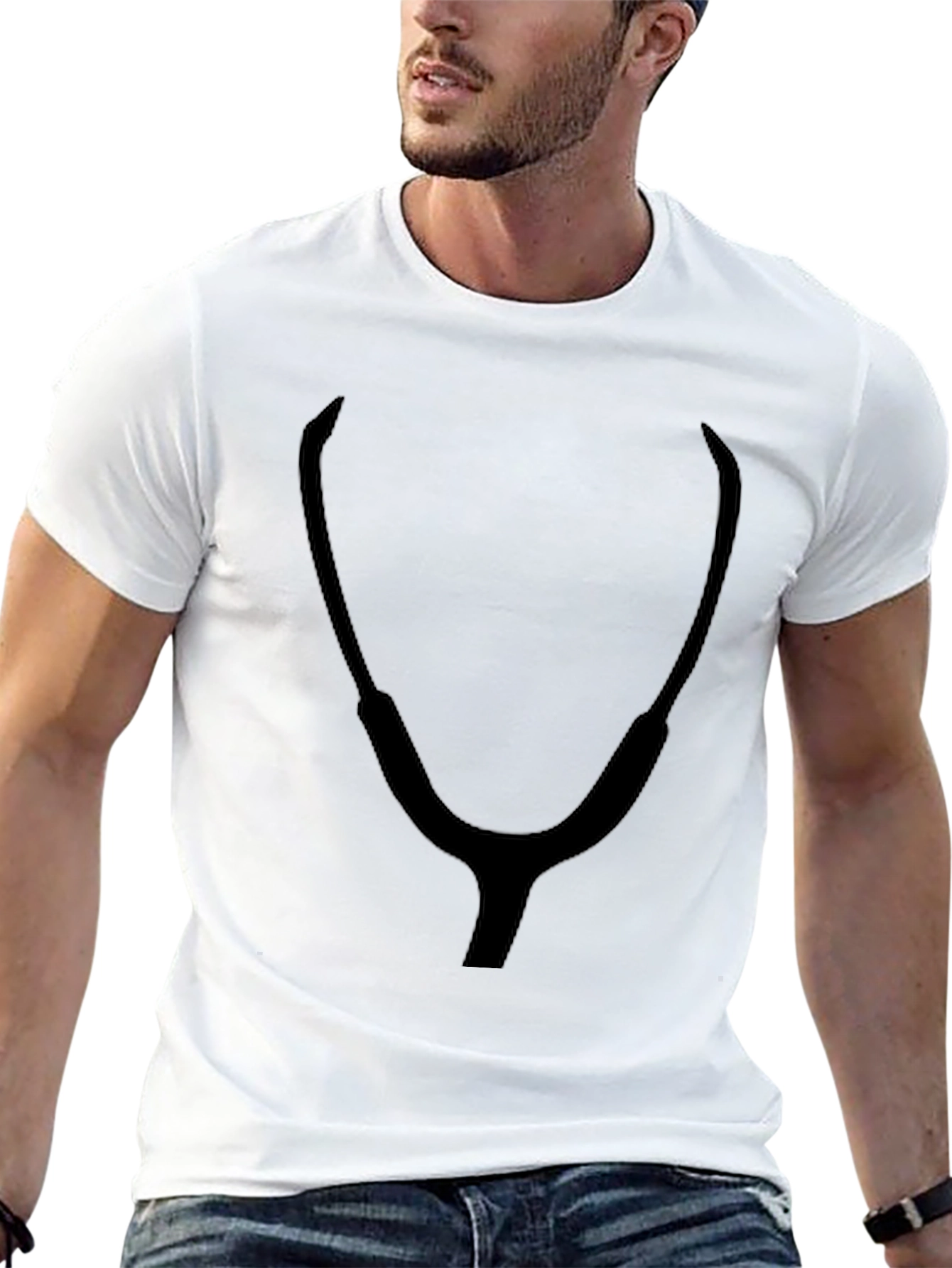 Minimalist Stethoscope Outline Tee - Medical Chic