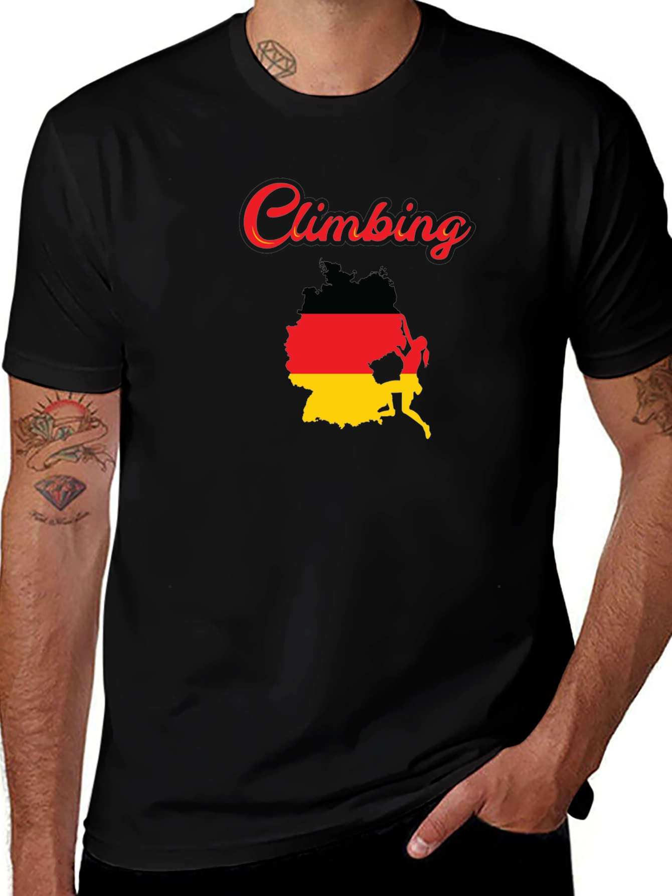 Climbing Germany Flag T-Shirt - Sporty Graphic Tee