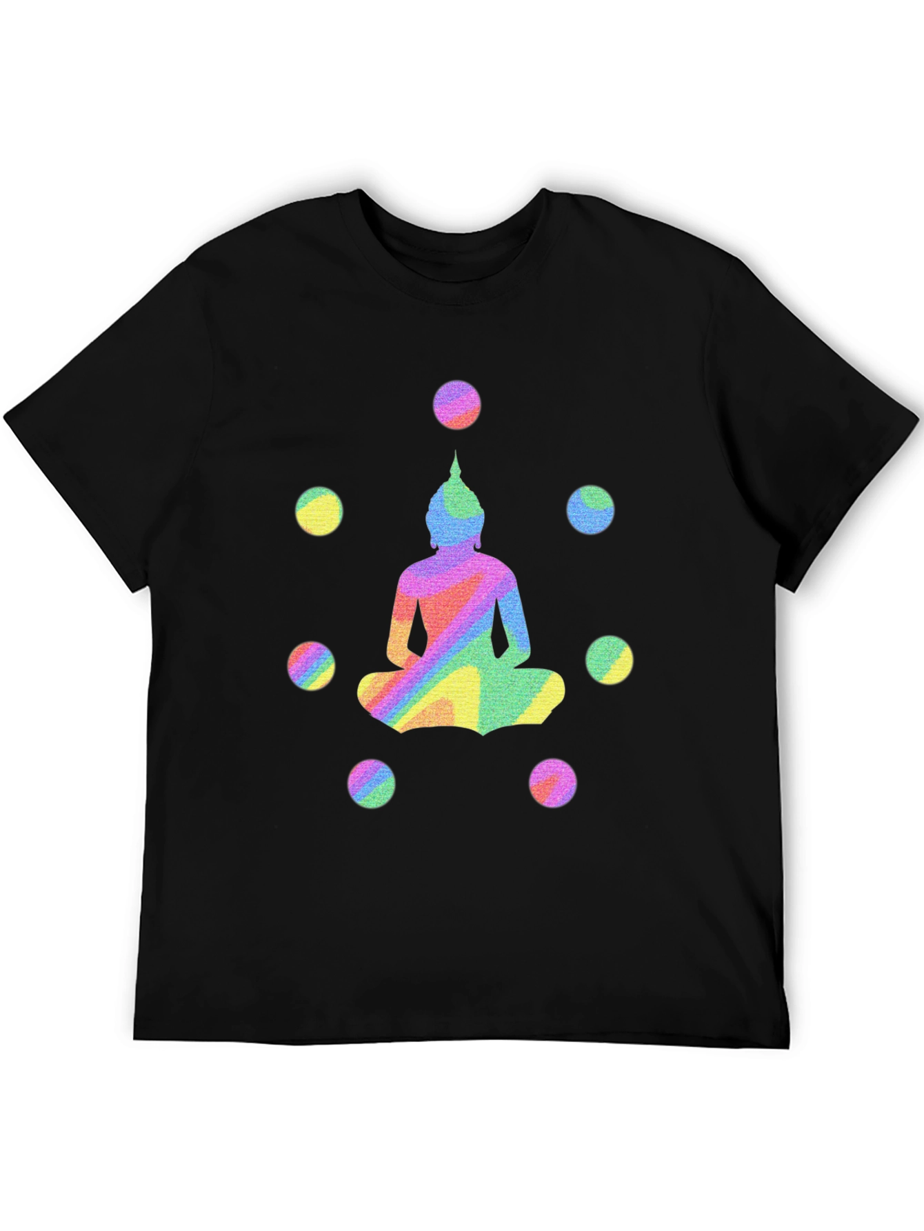 Rainbow Buddha Graphic Tee - Unisex Black T-Shirt