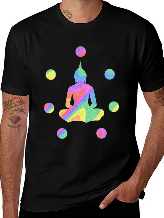 Rainbow Buddha Graphic Tee - Unisex Black T-Shirt