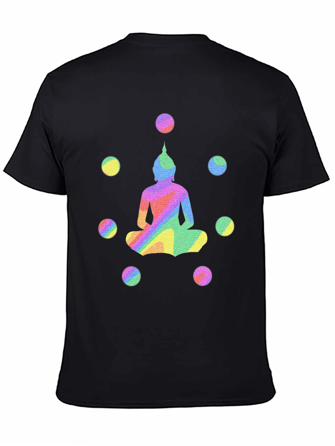 Rainbow Buddha Graphic Tee - Unisex Black T-Shirt