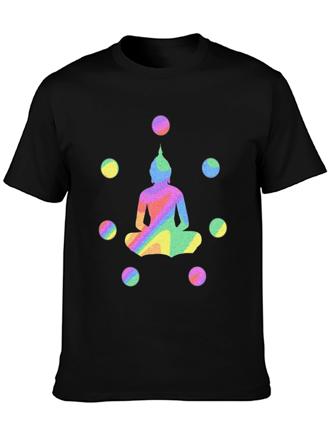 Rainbow Buddha Graphic Tee - Unisex Black T-Shirt