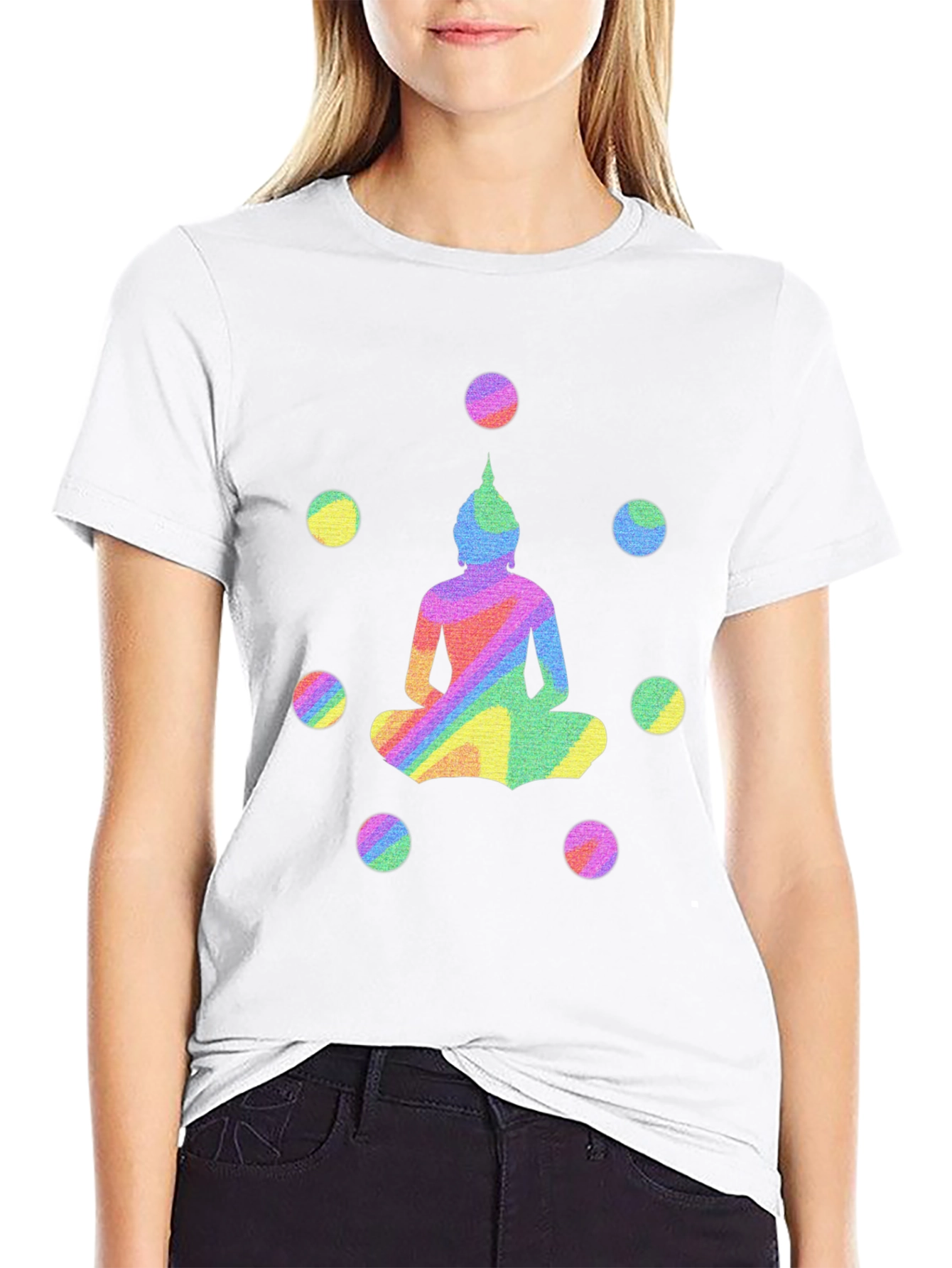 Rainbow Buddha Graphic Tee - Unisex Black T-Shirt