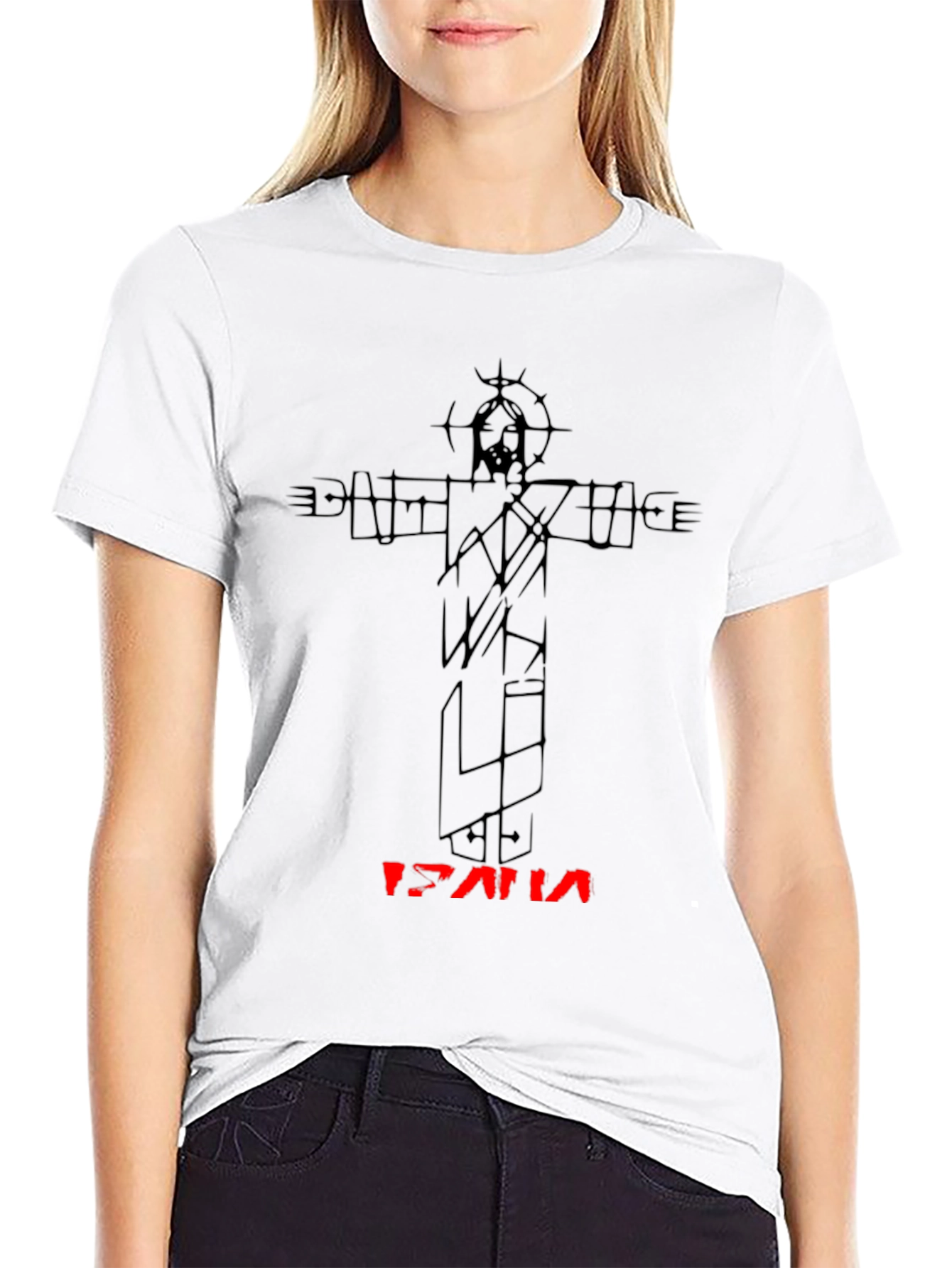 Abstract Jesus Graphic Black Tee