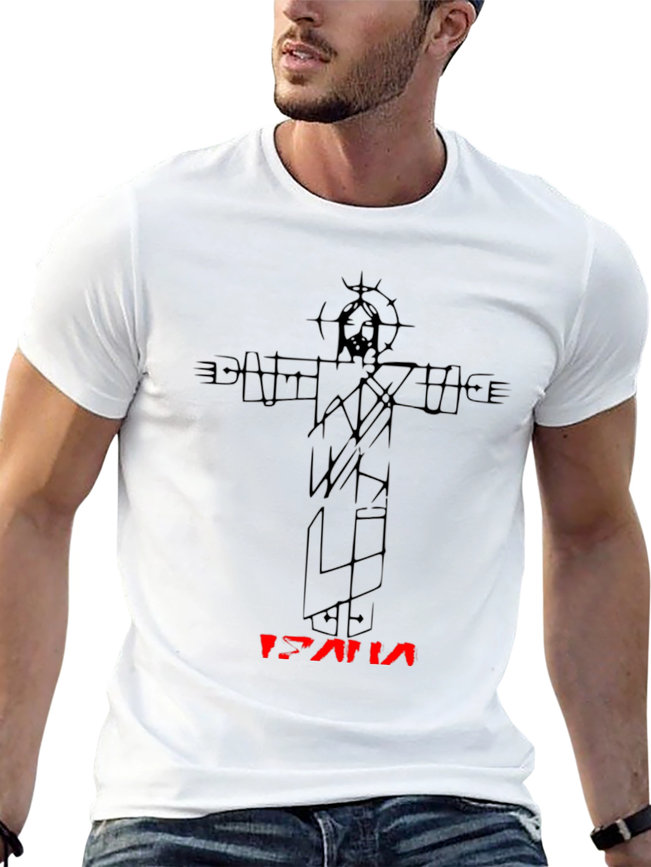 Abstract Jesus Graphic Black Tee