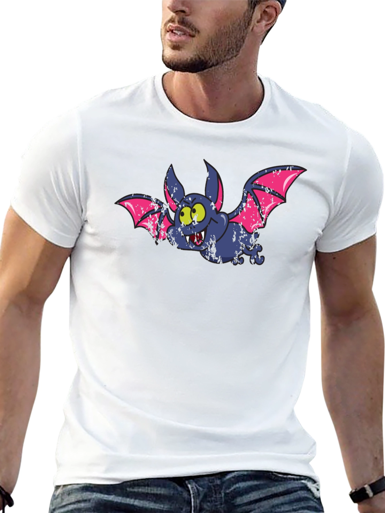 Cartoon Bat Black T-Shirt
