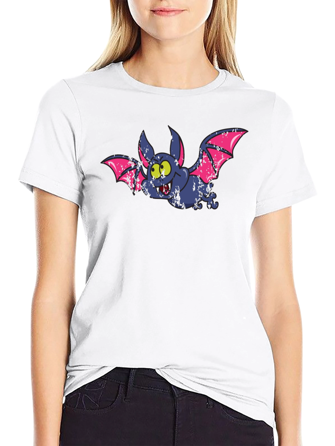 Cartoon Bat Black T-Shirt