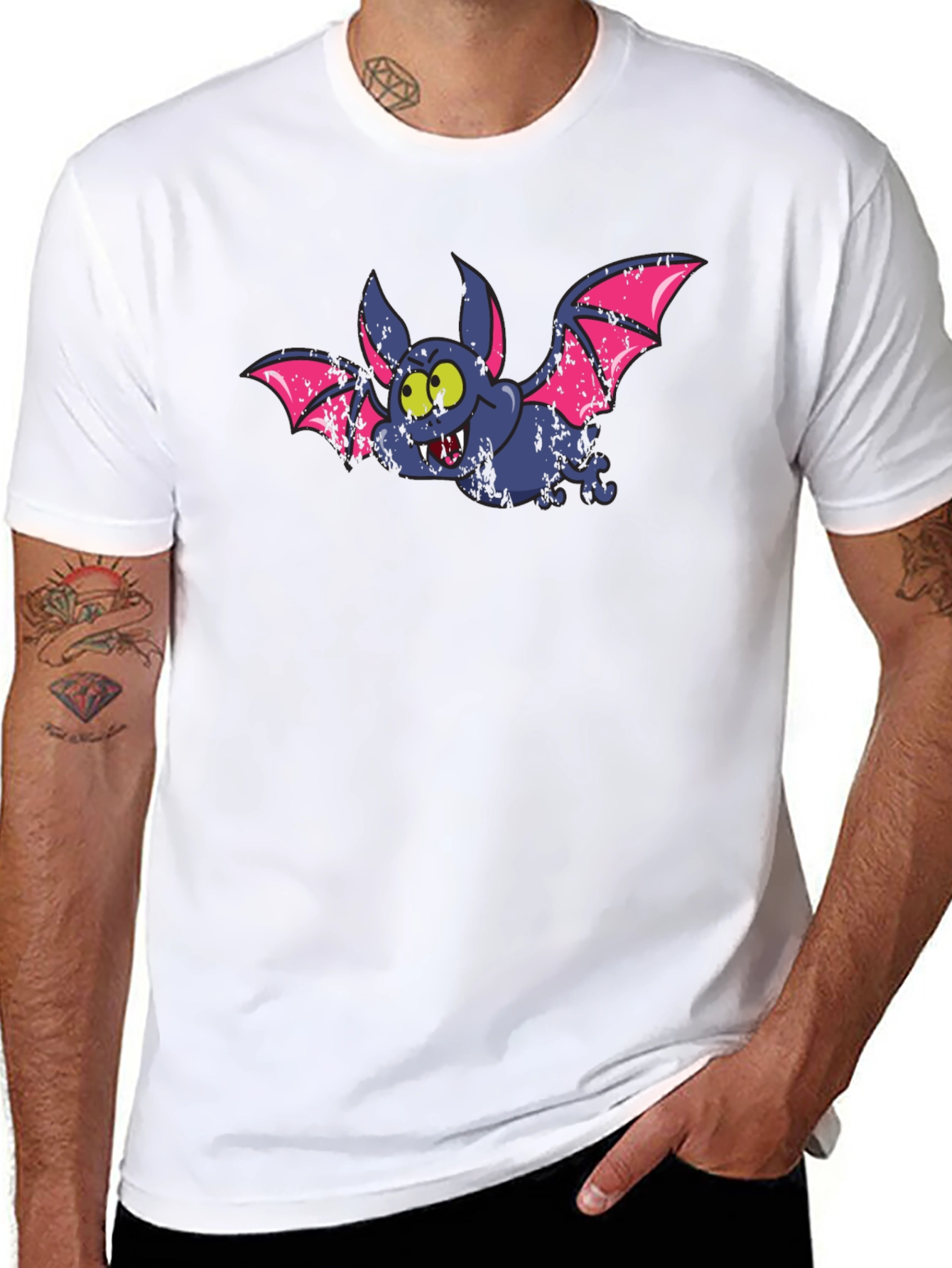 Cartoon Bat Black T-Shirt