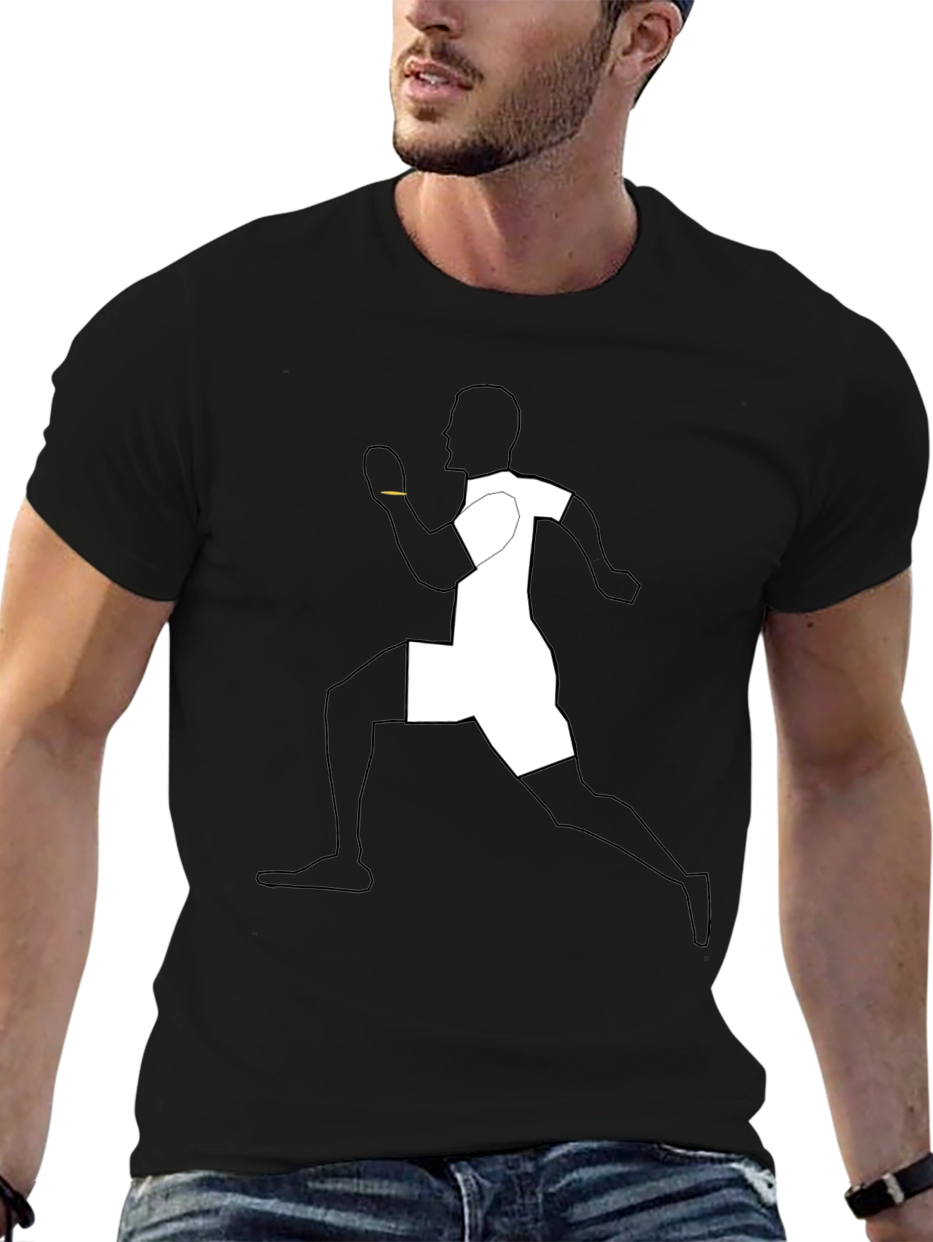 Mens Black Graphic Tee - Running Figure