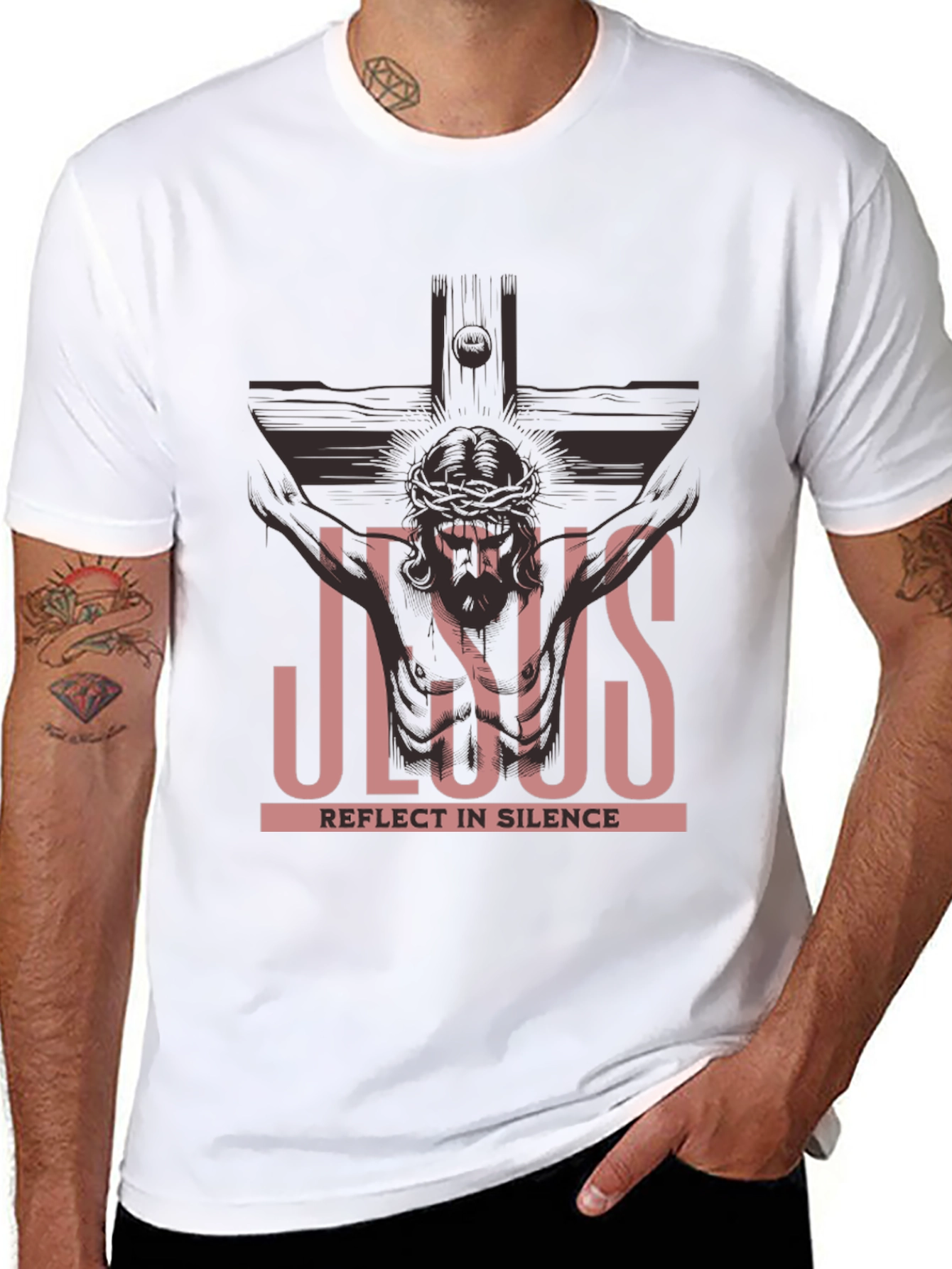 Jesus Reflect in Silence Graphic Tee - Black