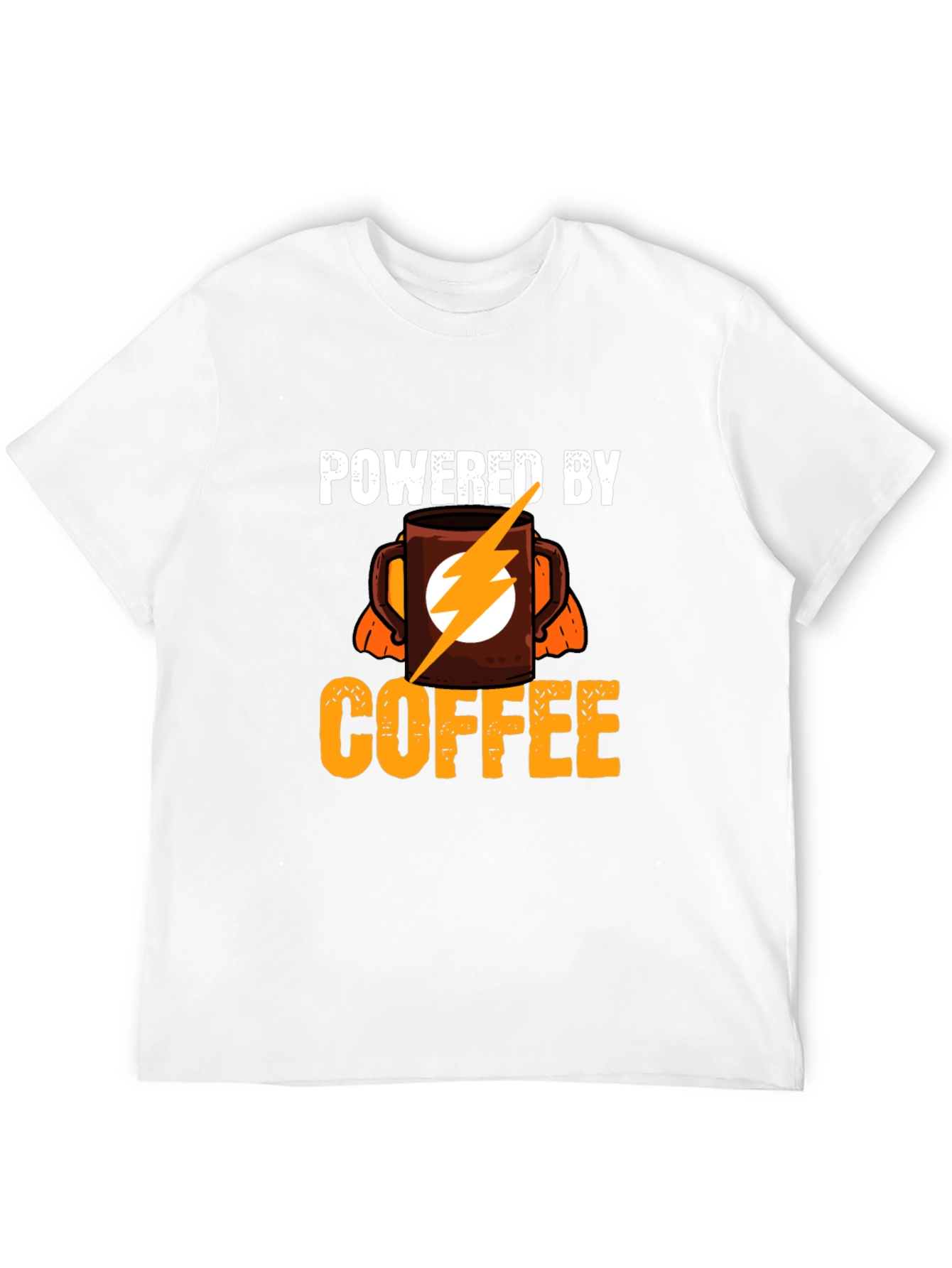 Powered By Coffee T-Shirt - Electric Flash Design