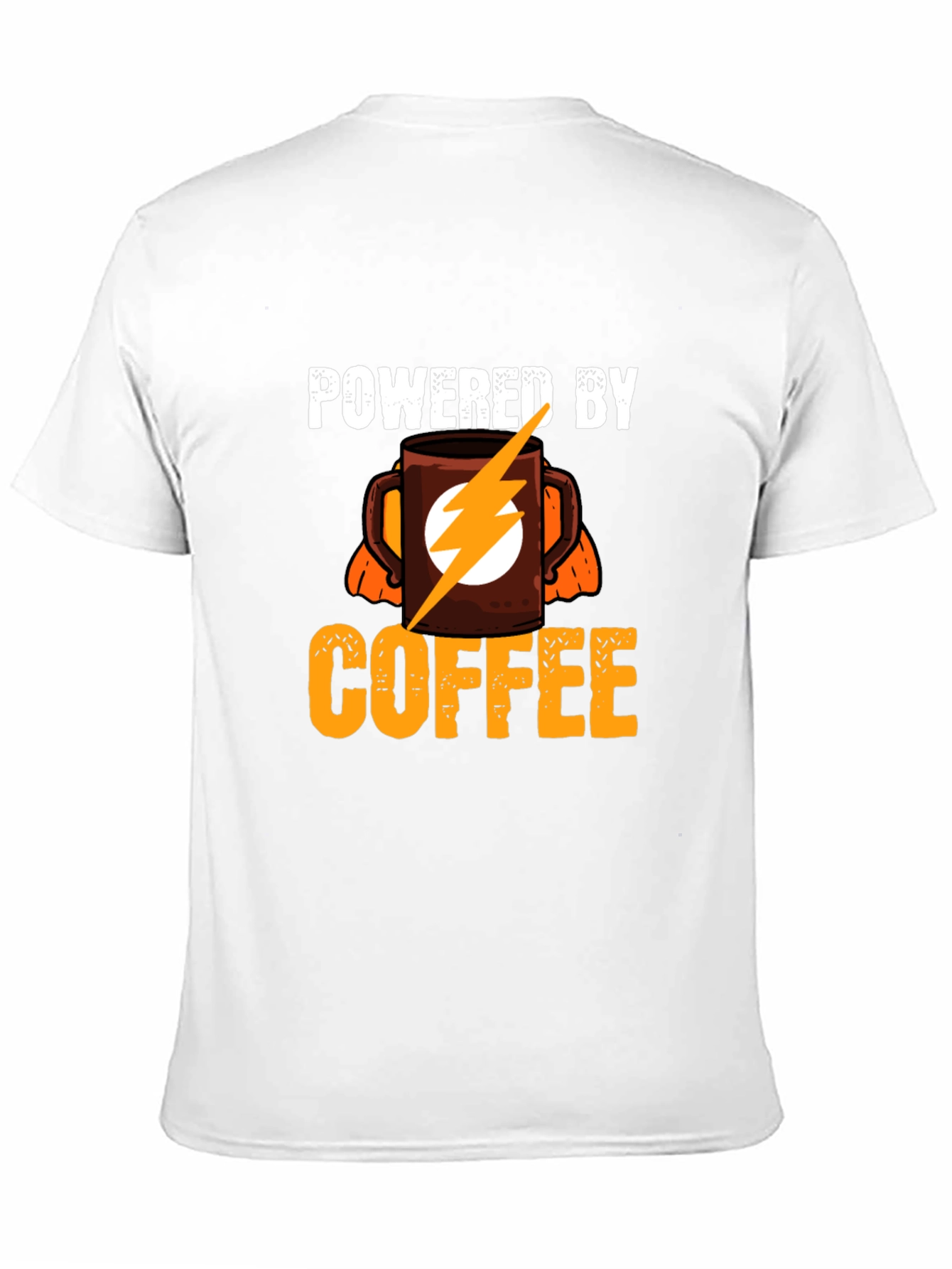 Powered By Coffee T-Shirt - Electric Flash Design