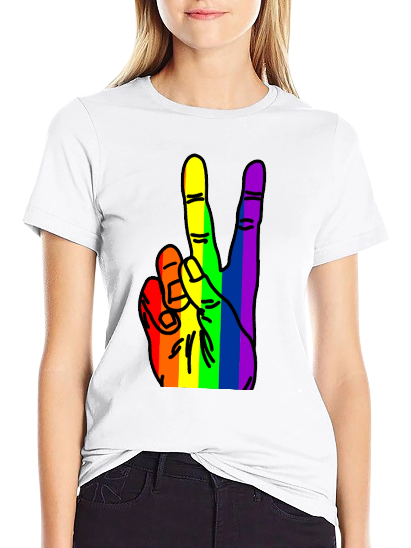 Rainbow Peace Hand Graphic Tee