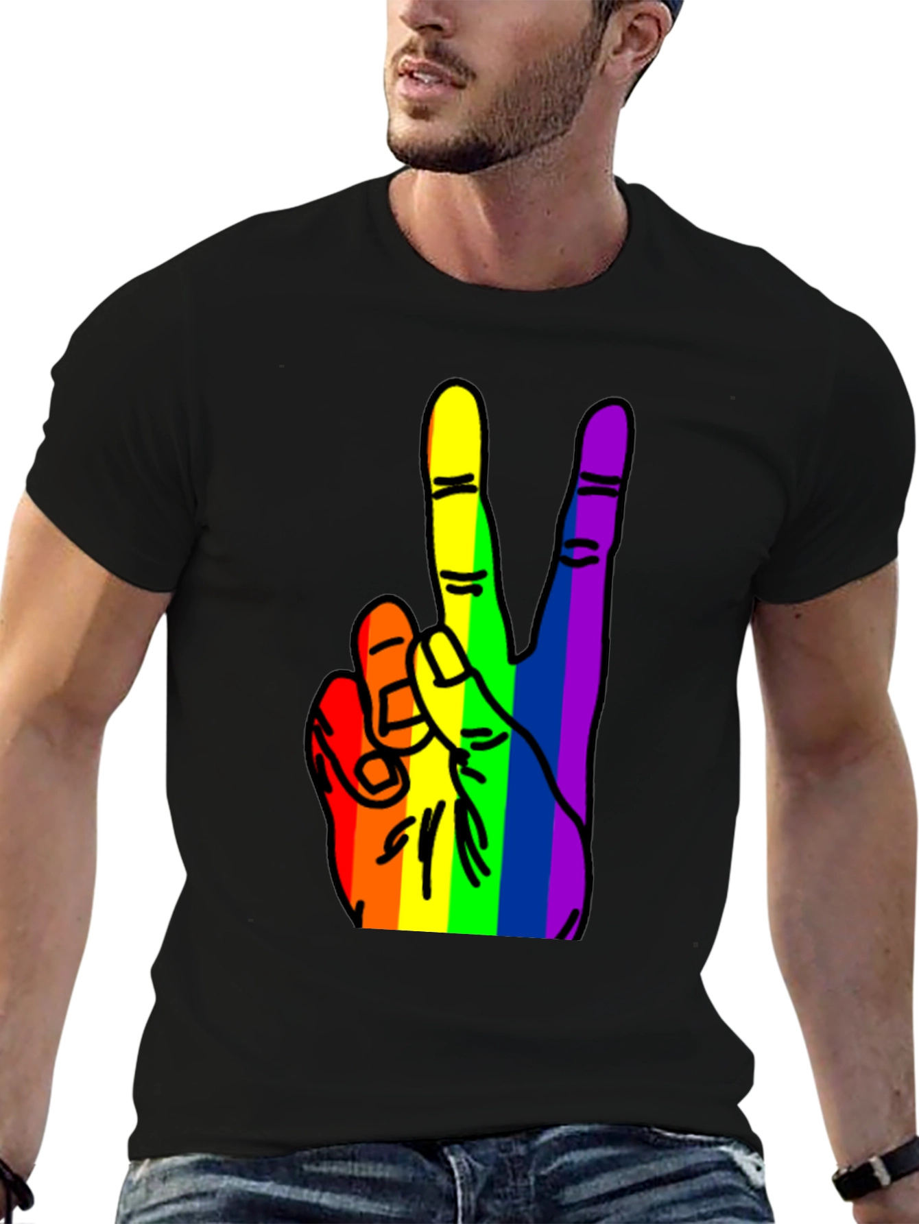 Rainbow Peace Hand Graphic Tee