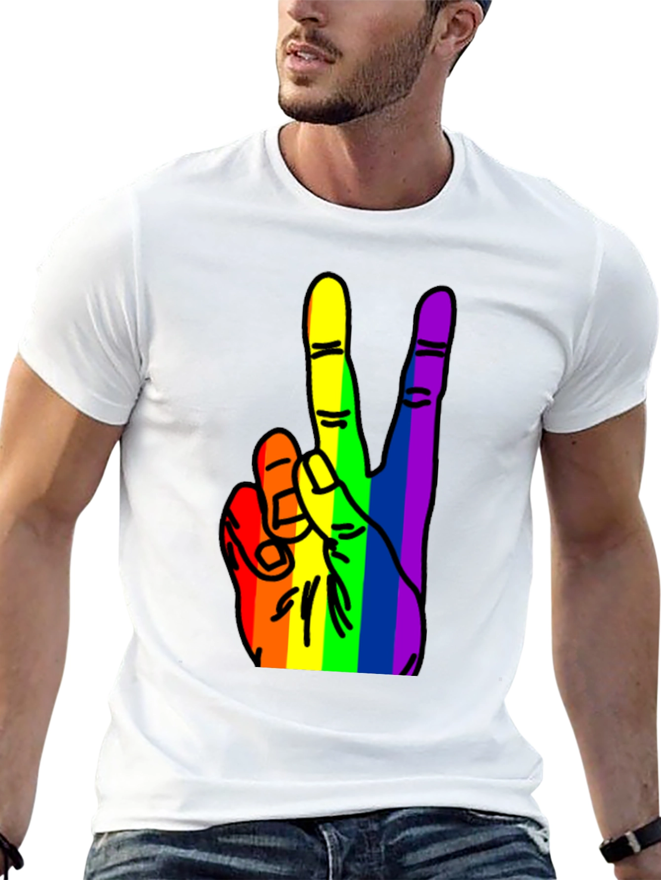 Rainbow Peace Hand Graphic Tee
