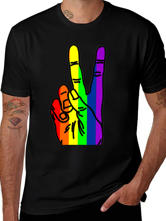 Rainbow Peace Hand Graphic Tee
