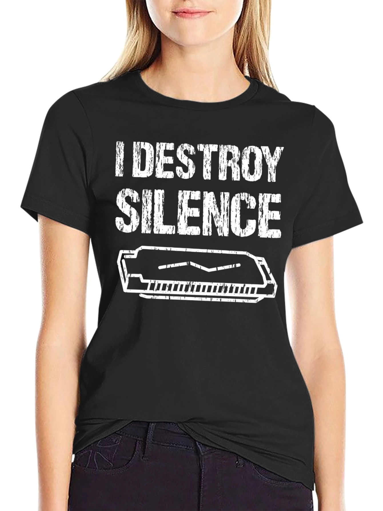 I Destroy Silence Harmonica T-Shirt