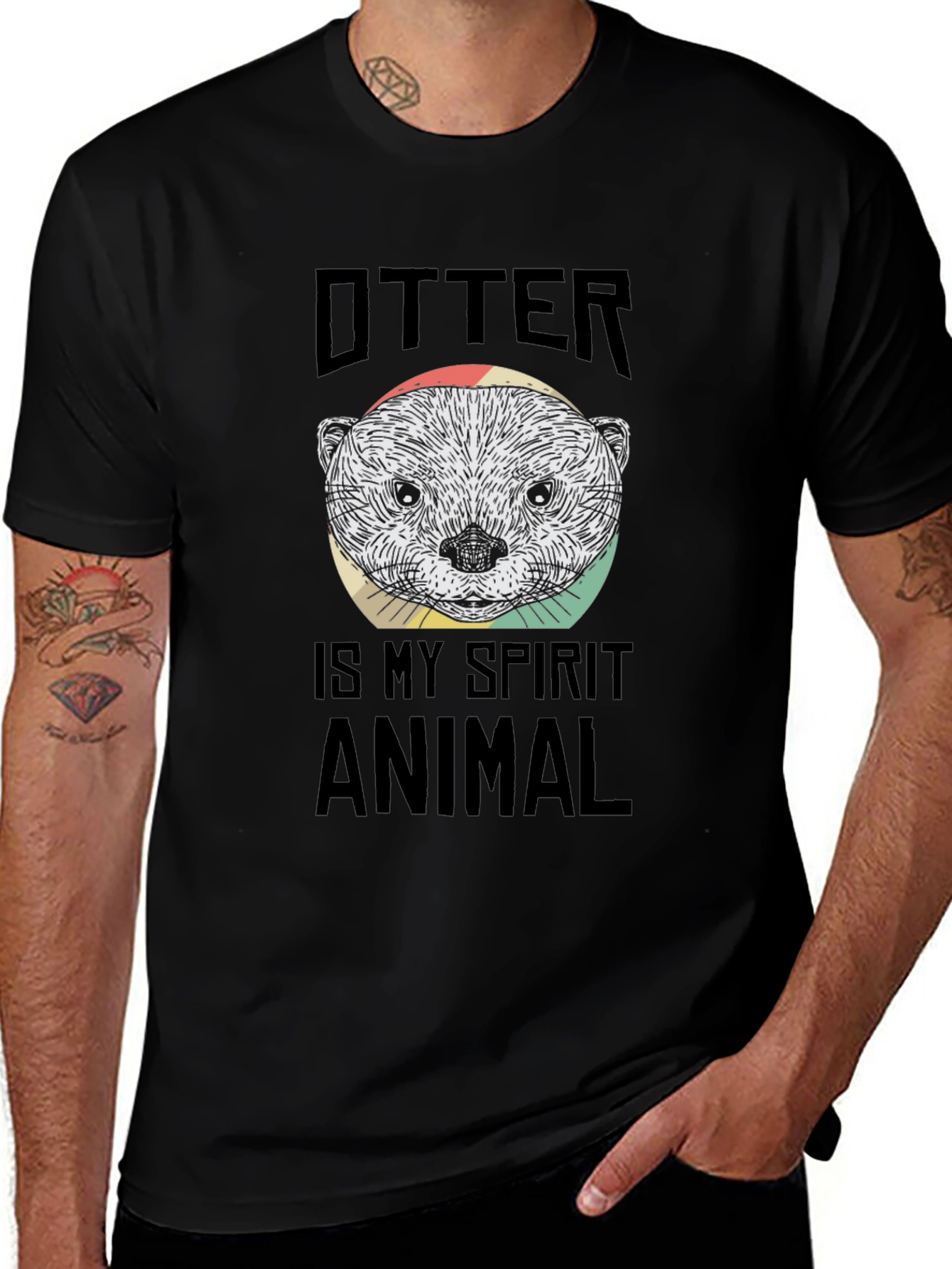 Otter Spirit Animal Black Graphic T-Shirt
