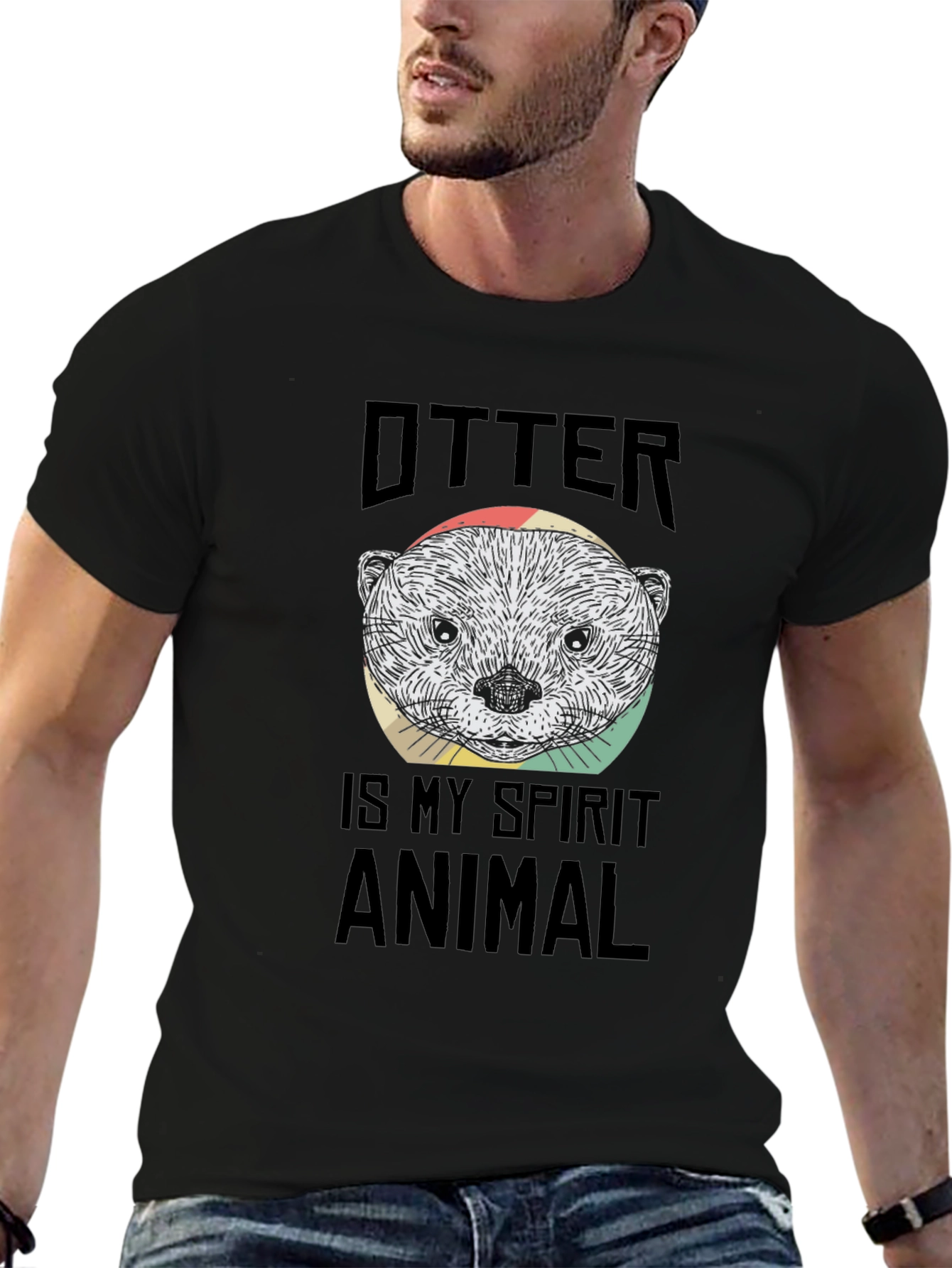 Otter Spirit Animal Black Graphic T-Shirt