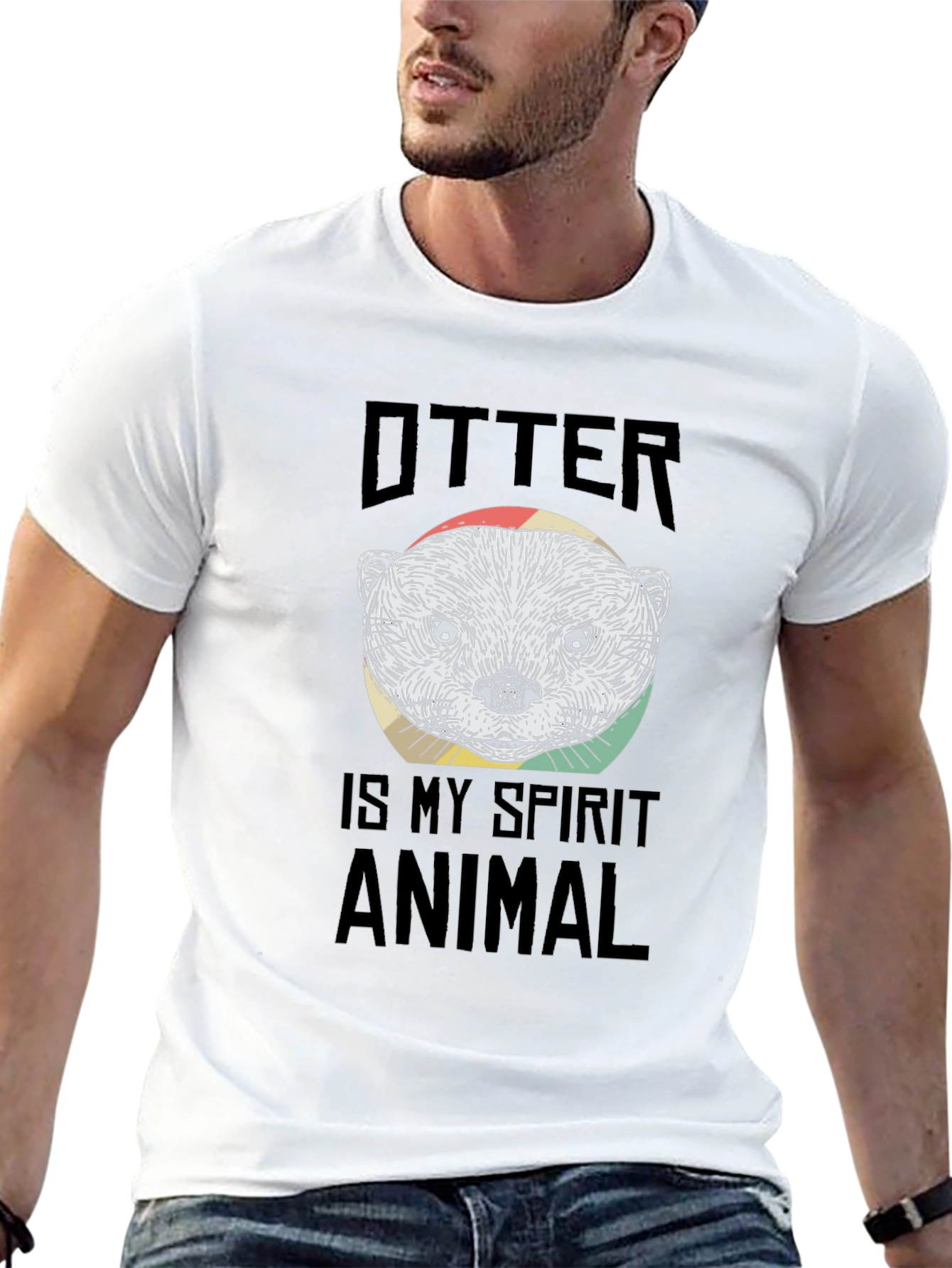 Otter Spirit Animal Black Graphic T-Shirt