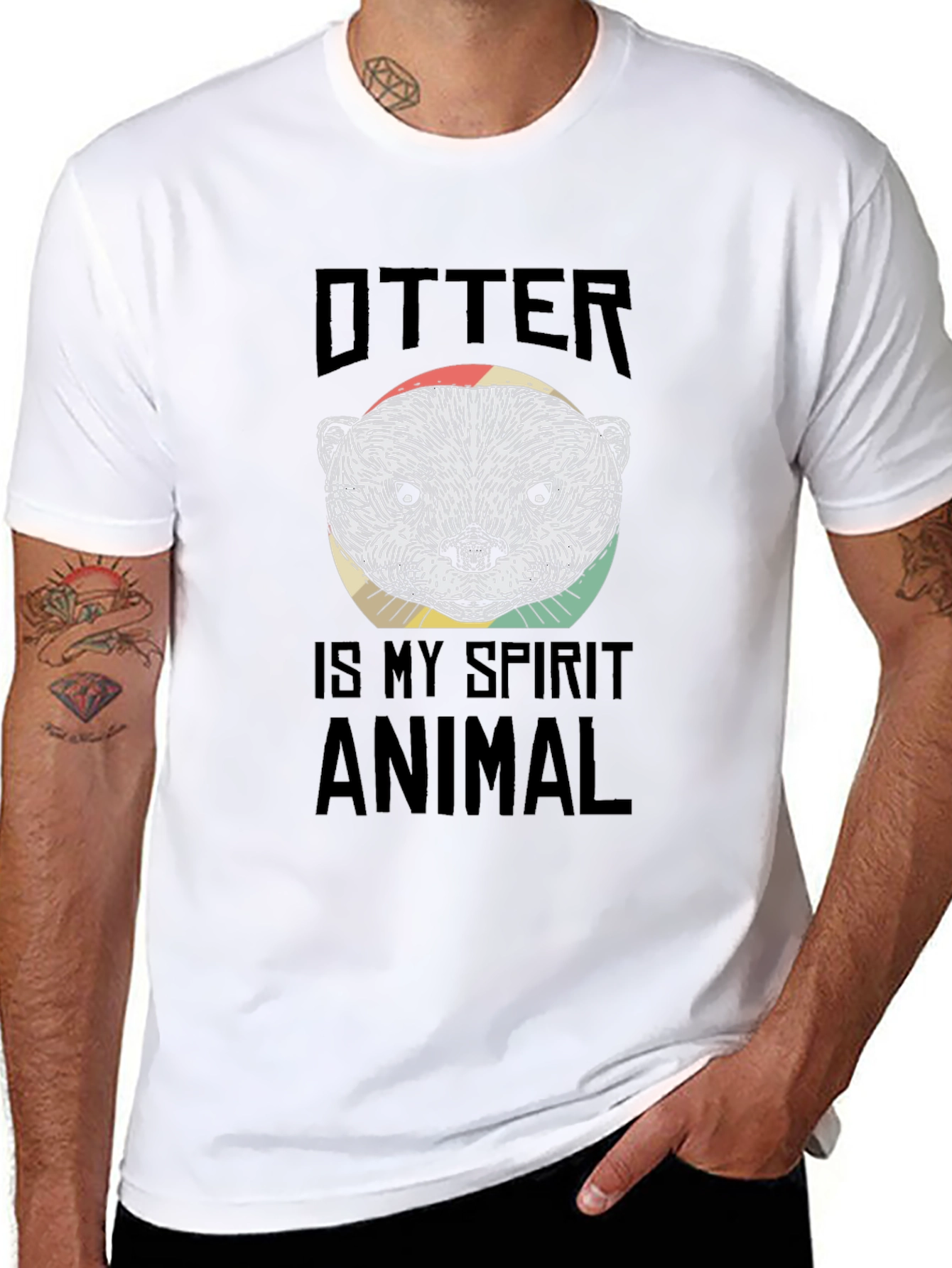 Otter Spirit Animal Black Graphic T-Shirt