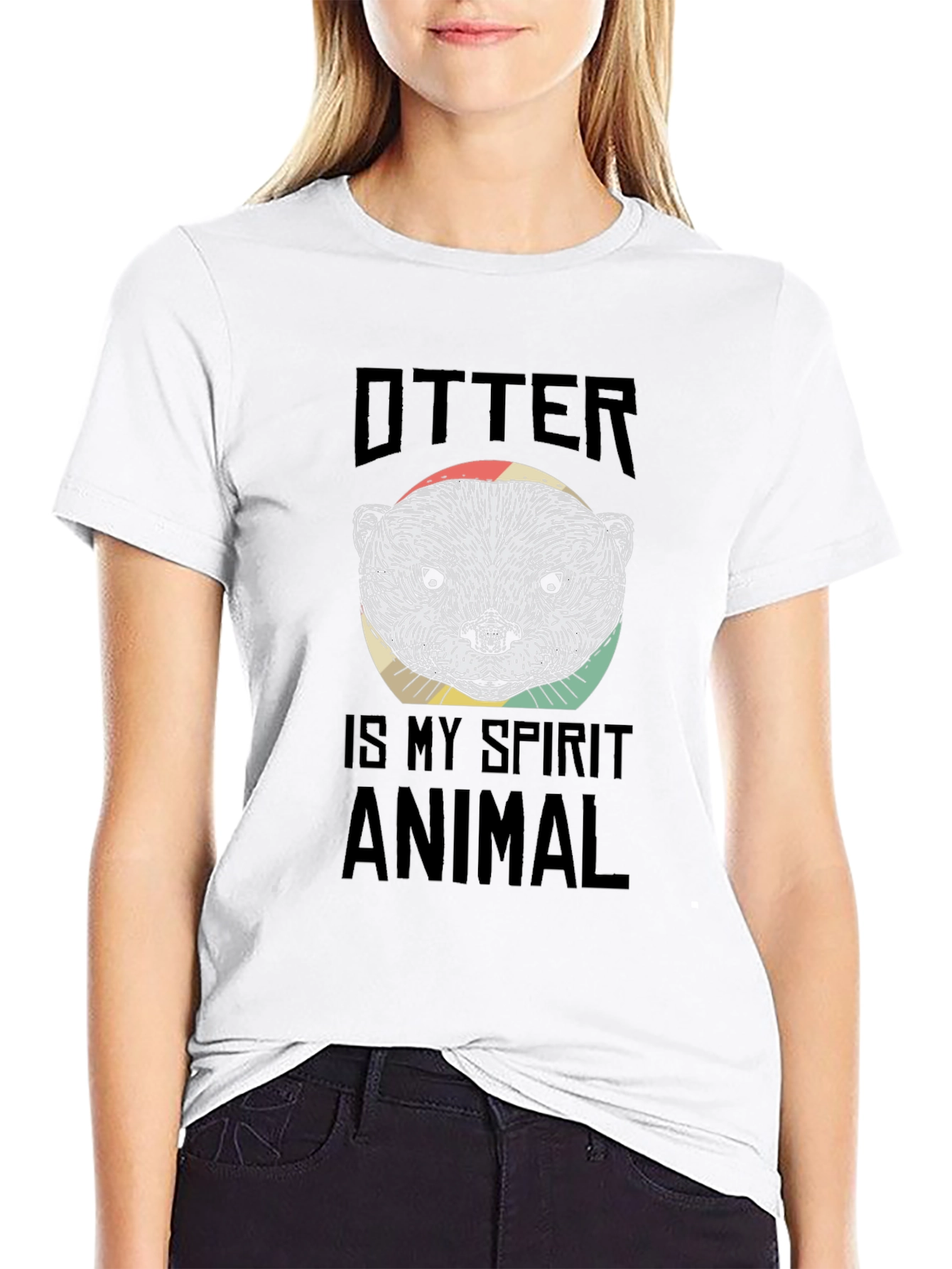 Otter Spirit Animal Black Graphic T-Shirt